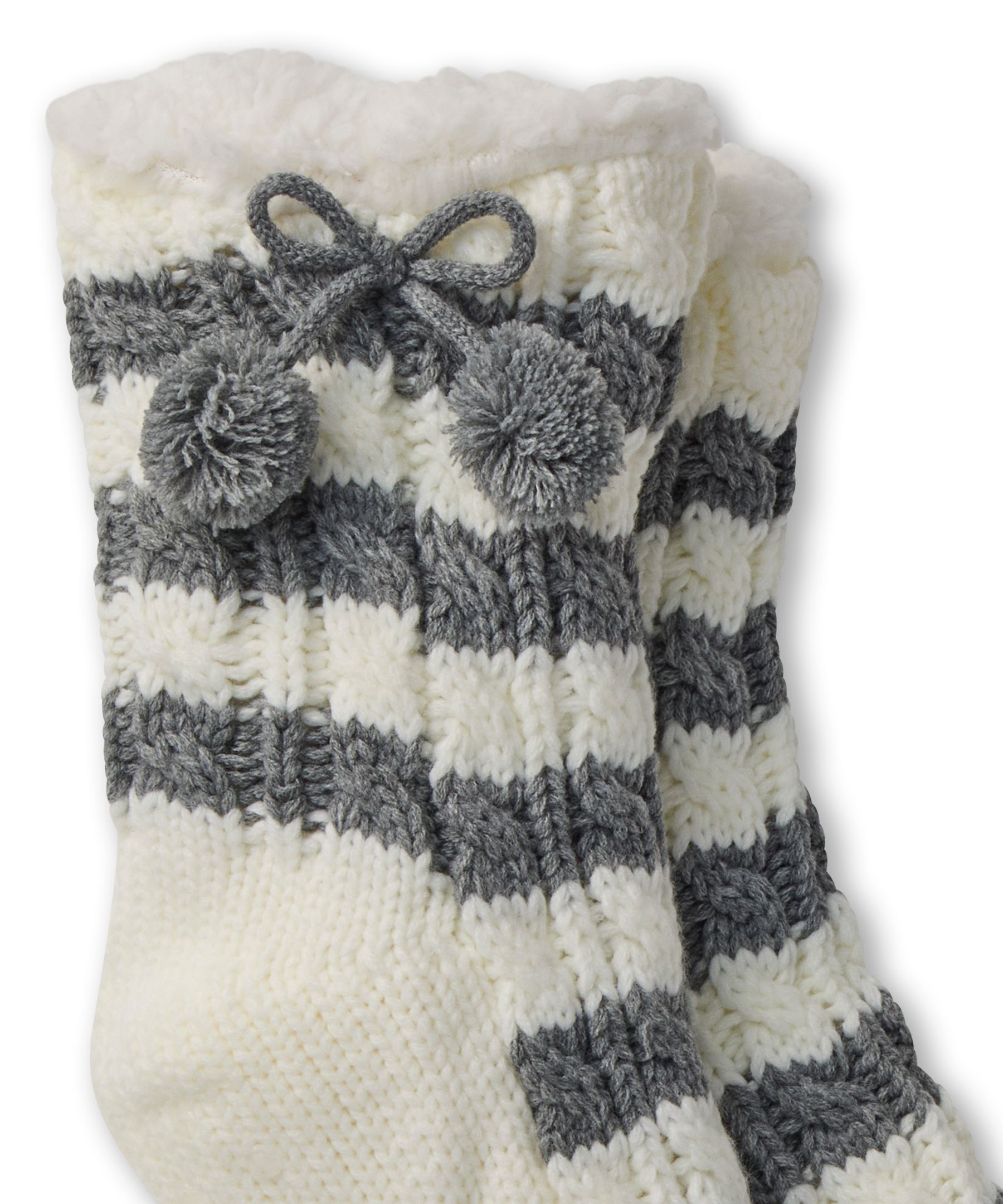 Denver Hayes Women's Cable Knit Stripe Lounge Socks