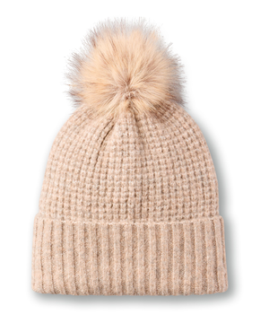 Denver Hayes Women's Waffle Knit Cuffed Pom Toque