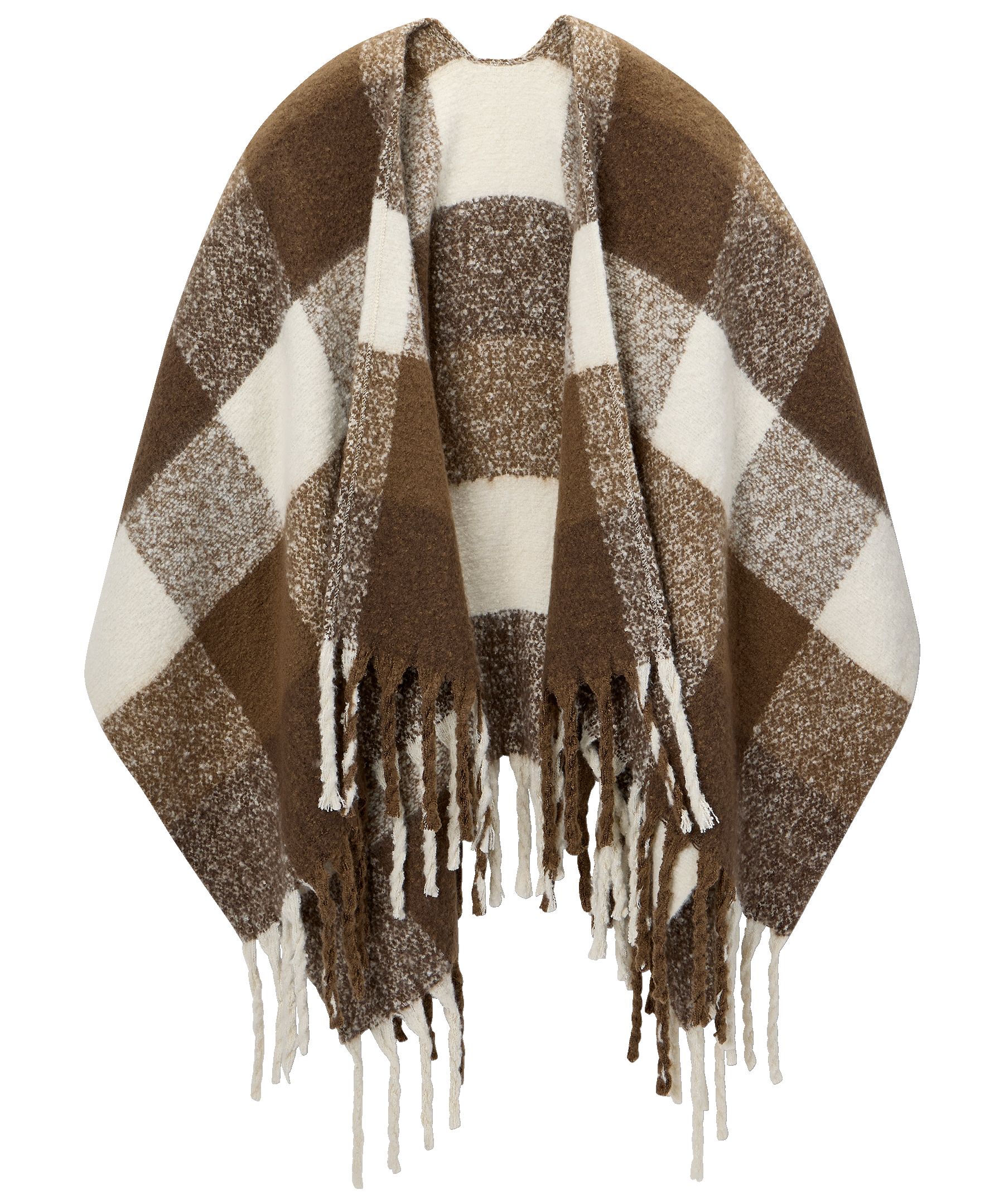 Denver Hayes Women's Fleece Ruana with Fringe Front_Flat
