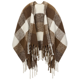 Denver Hayes Women's Fleece Ruana with Fringe Front_Flat
