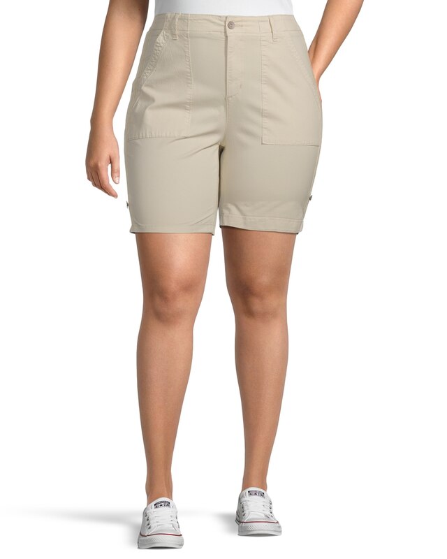 Denver Hayes Women's Garment Wash High Rise Bermuda Shorts Marks