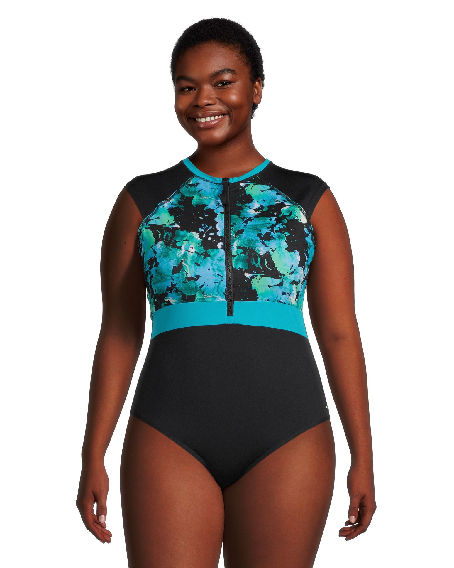 Women's UV Sun Protection Half Zipper Short Sleeve Rash Guard Swim Shirt  Rashguard 1-Piece (Only Top,No Bra) 
