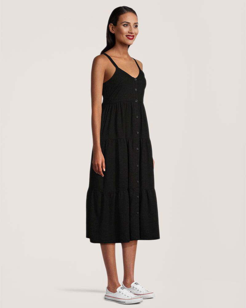 Denver Hayes Women's Linen Blend Button Front Dress