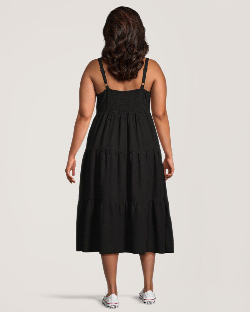 Denver Hayes Women's Linen Blend Button Front Dress