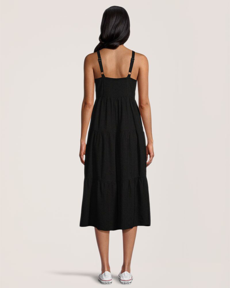 Denver Hayes Women's Linen Blend Button Front Dress