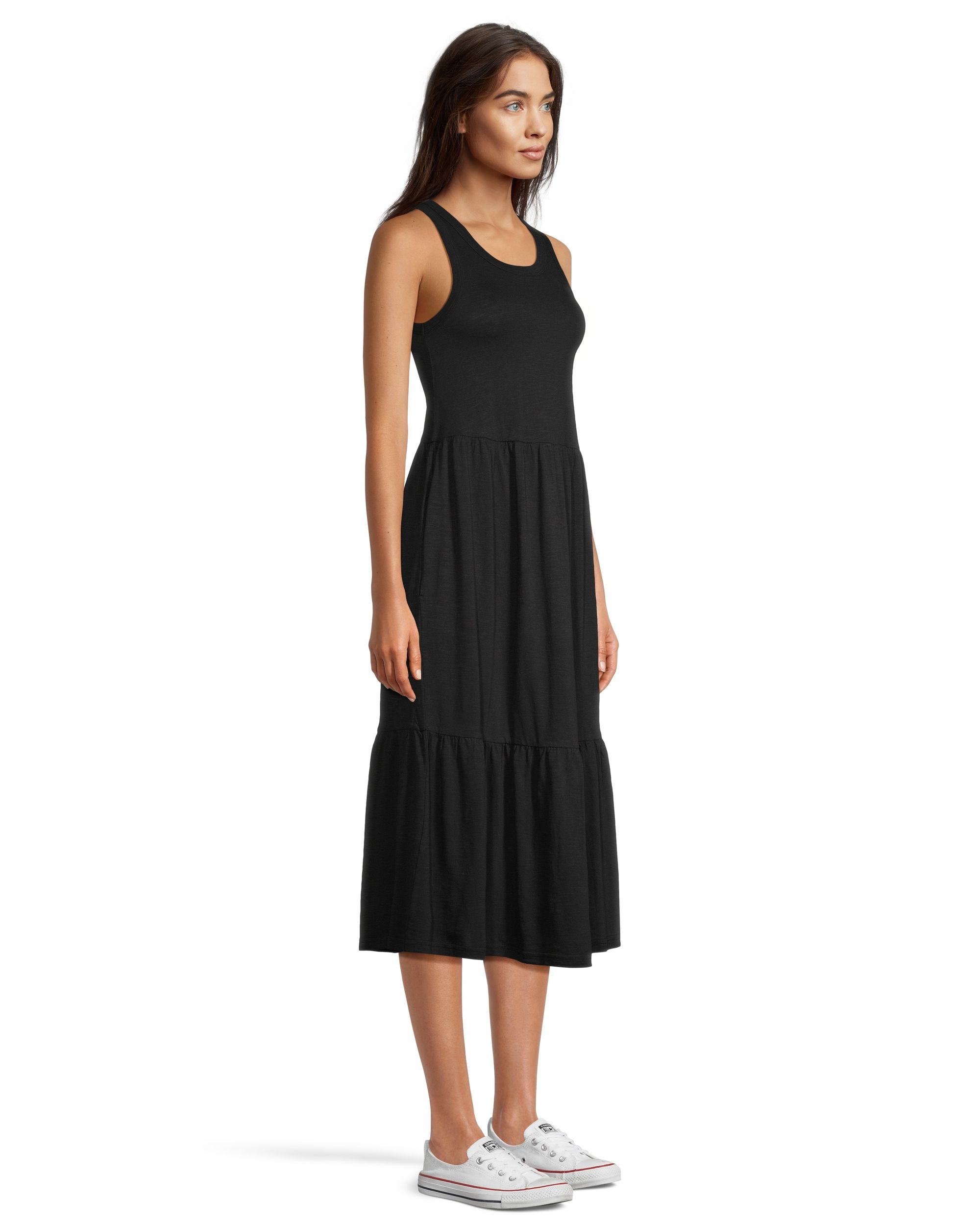 FarWest Women's Jersey Sleeveless Long Tiered Dress