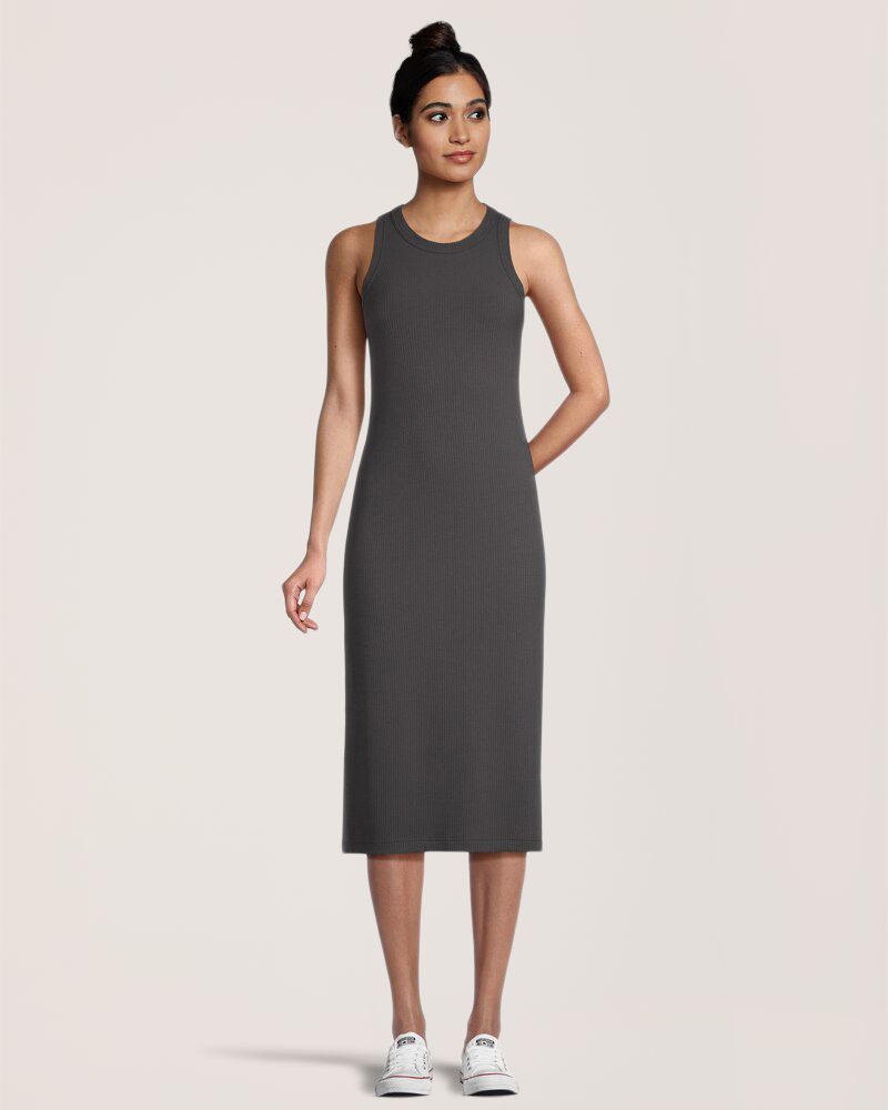 Robe mi-longue ajustée en tricot pour femmes, FarWest