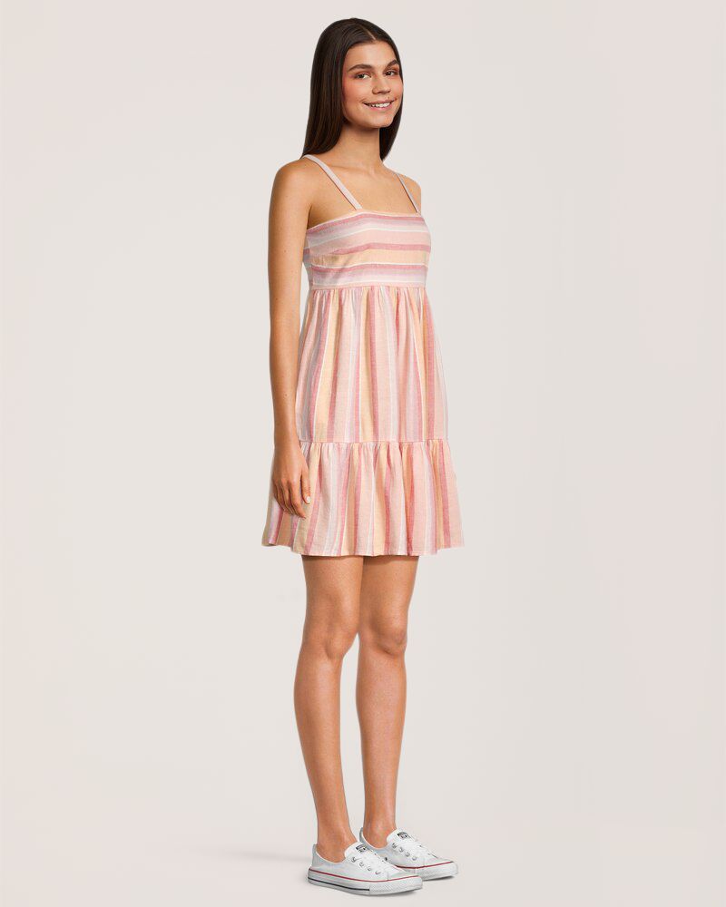 FarWest Women's Linen Ruffle Dress