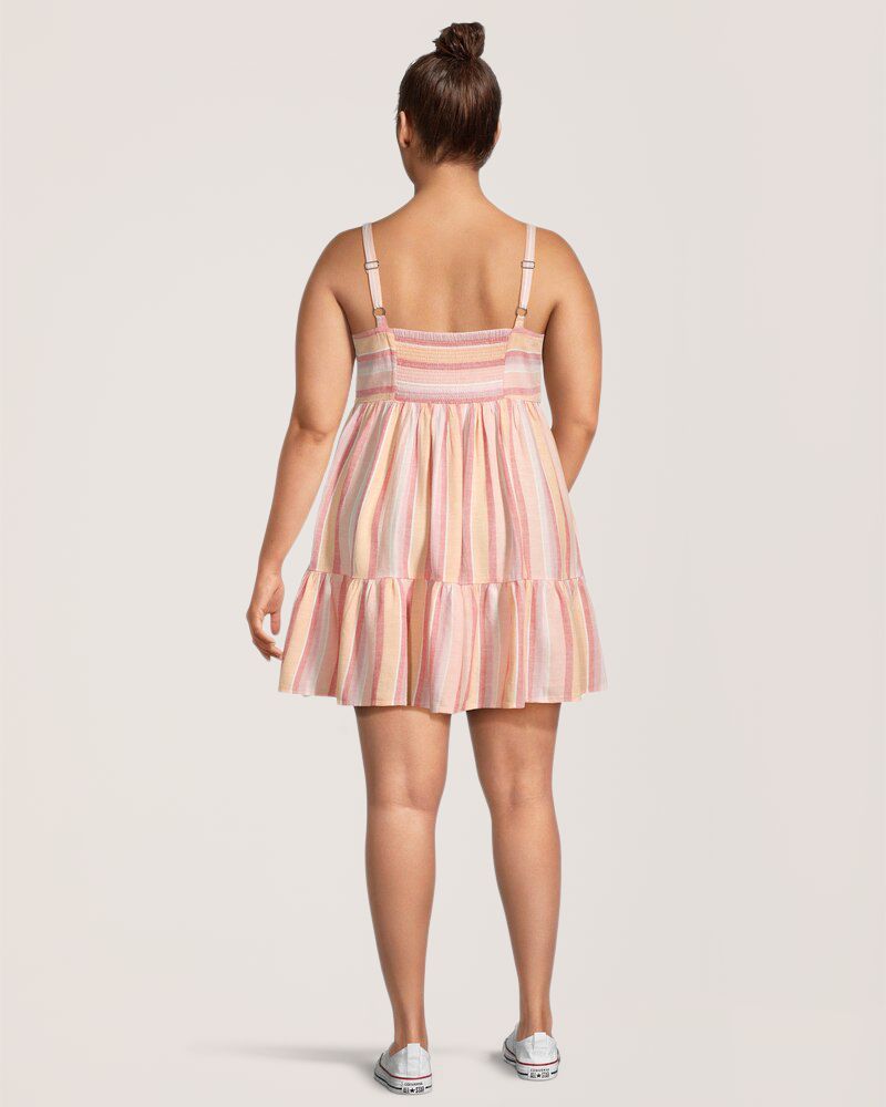 FarWest Women's Linen Ruffle Dress