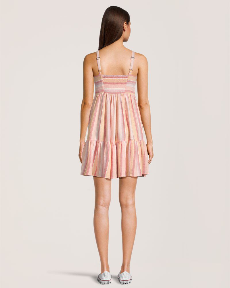 FarWest Women's Linen Ruffle Dress