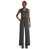 FarWest Women's Sleeveless Wide Leg French Terry Romper Front_Flat