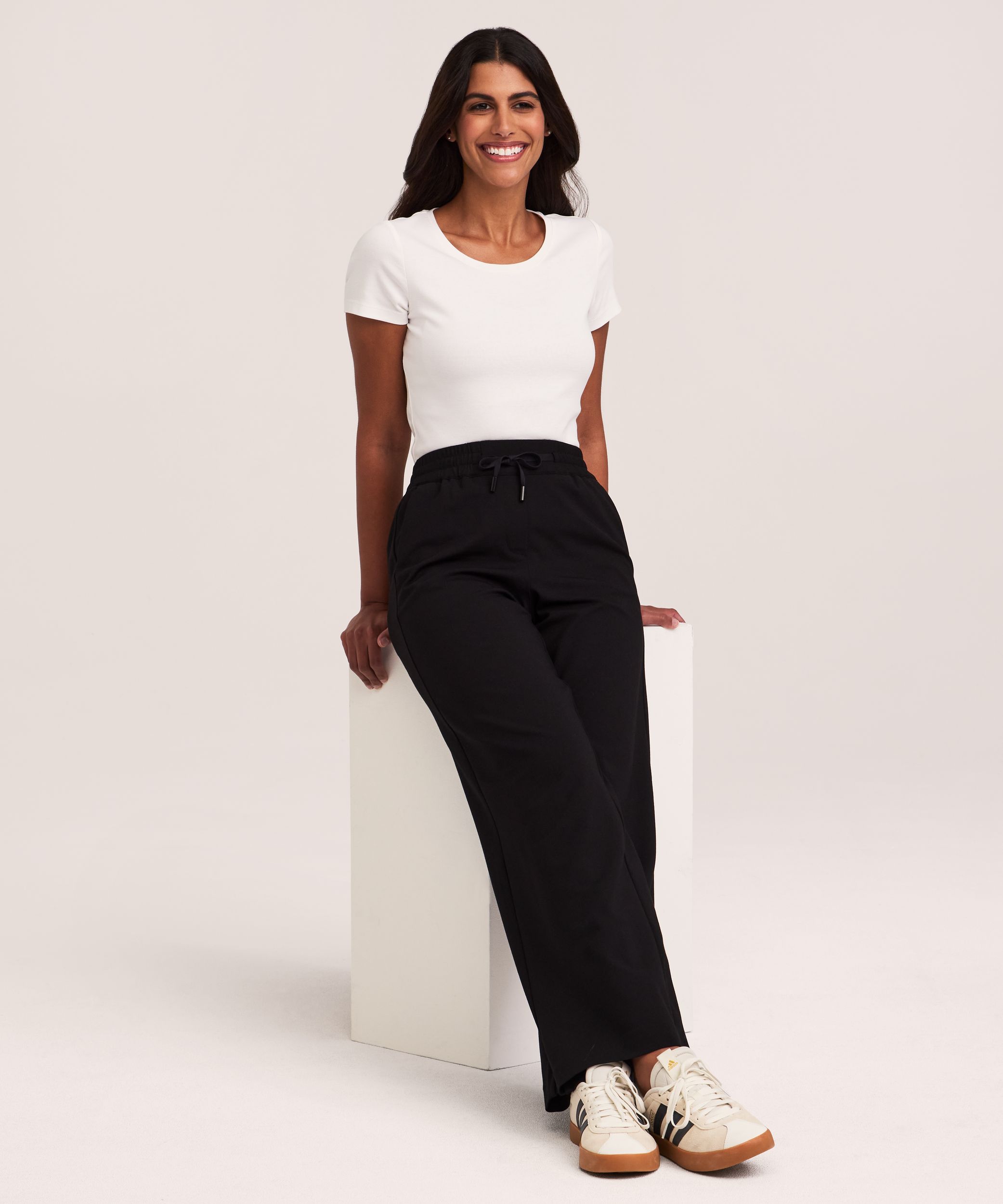 Denver Hayes Women's Easy Knit Wide Leg Full Length Pants