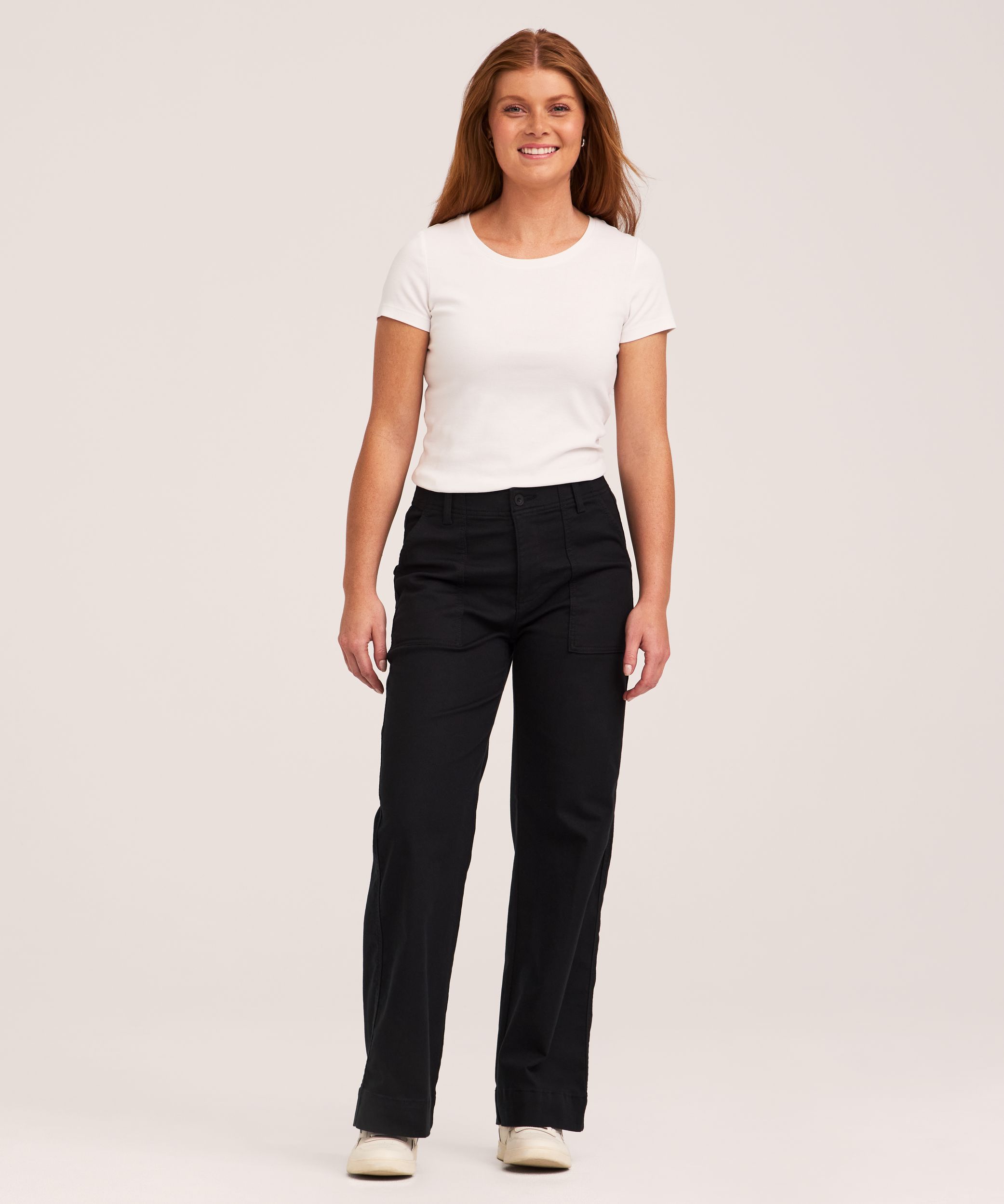 Pantalon en sergé extensible à jambe large pour femmes, Denver Hayes