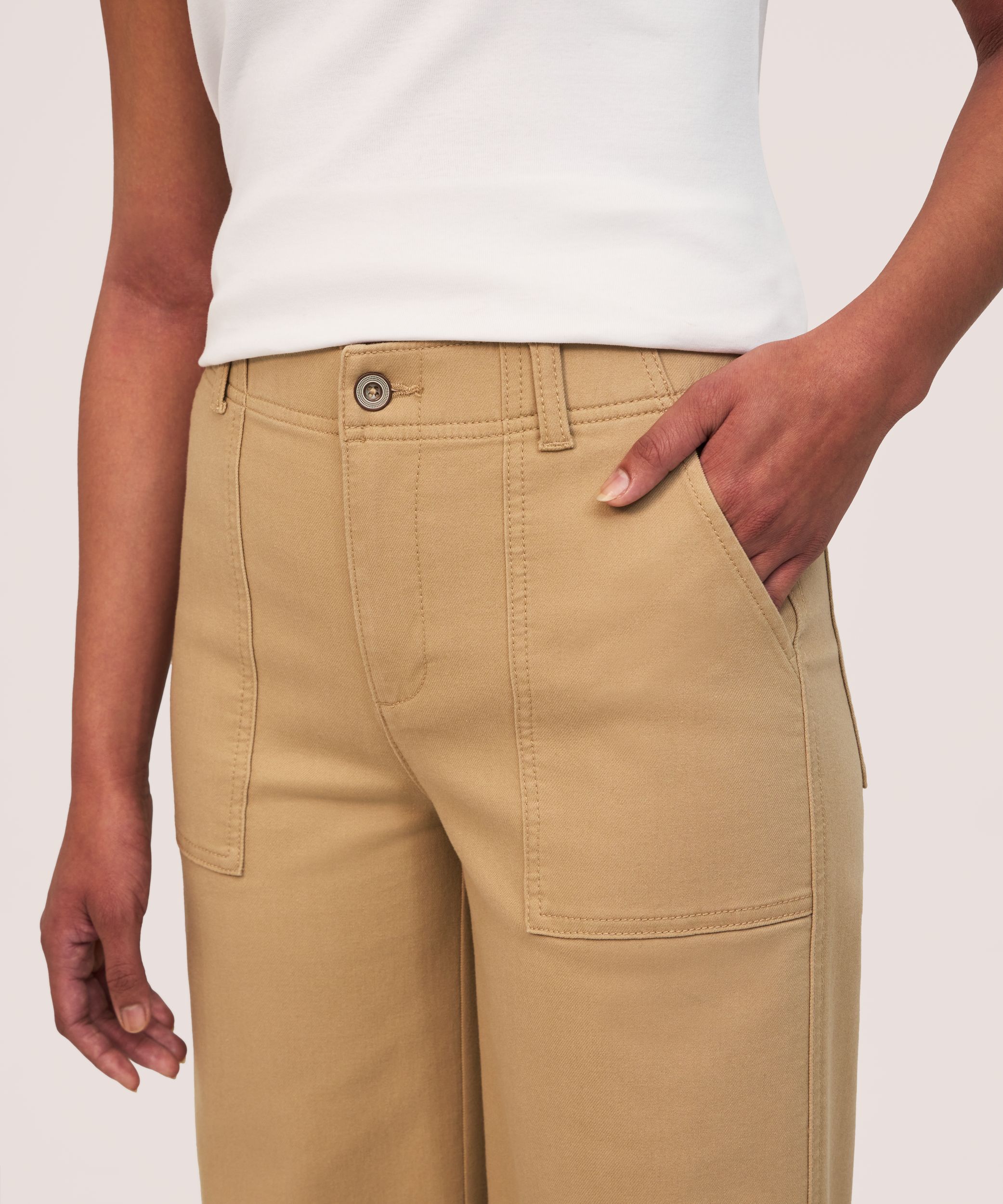 Pantalon en sergé extensible à jambe large pour femmes, Denver Hayes