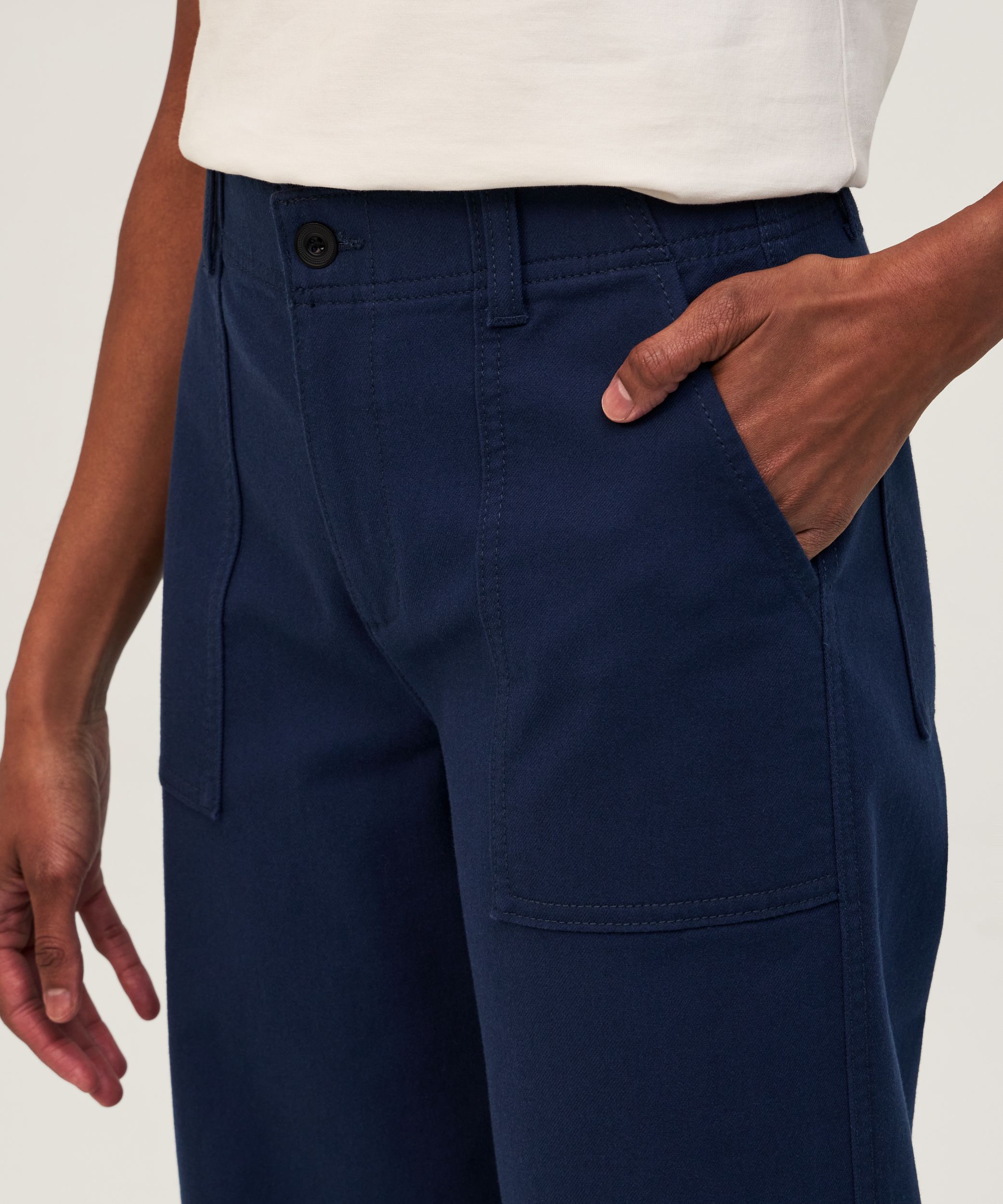 Pantalon court en sergé extensible à jambe large pour femmes, Denver Hayes