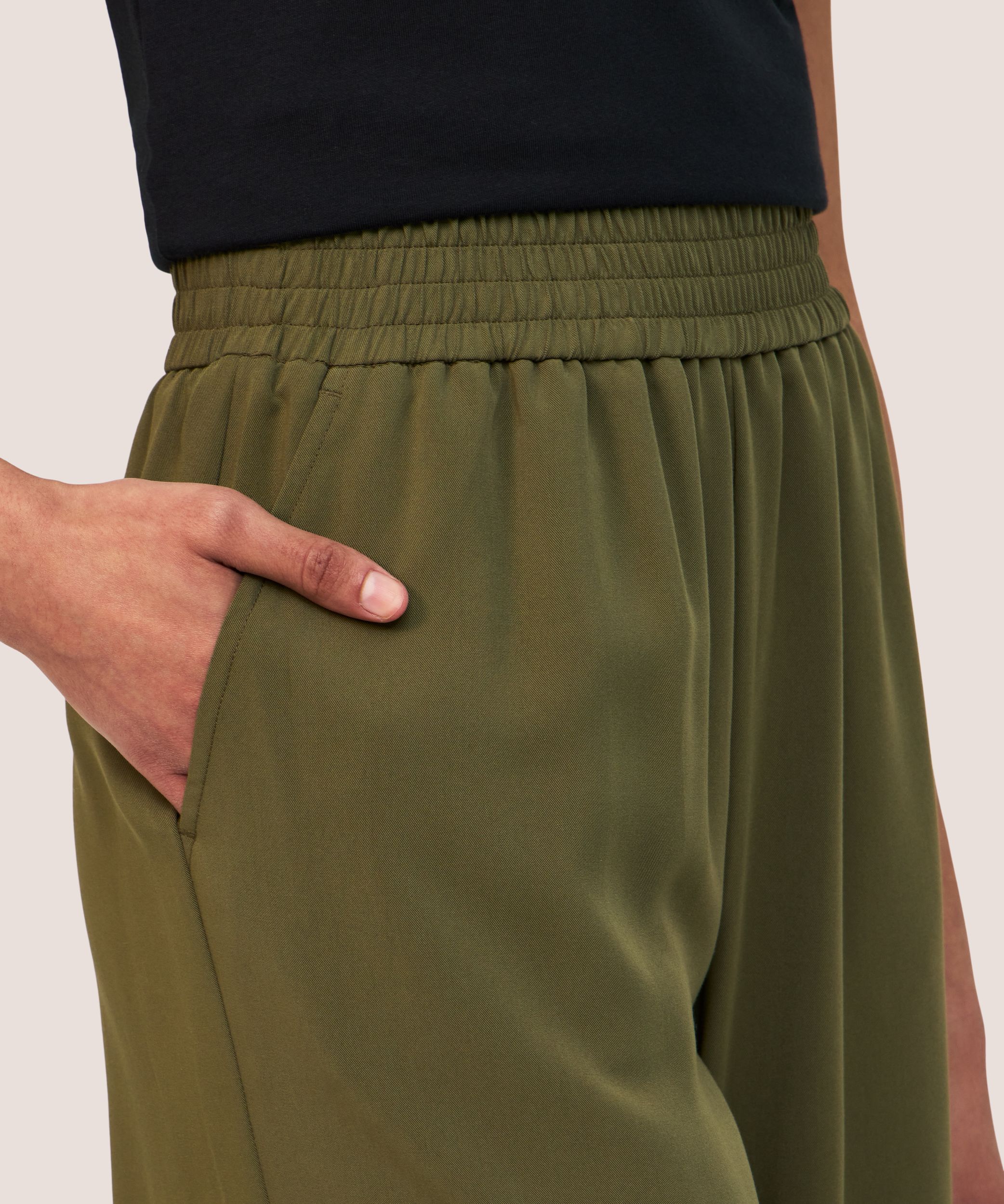 Pantalon court à enfiler à jambe large pour femmes, Denver Hayes