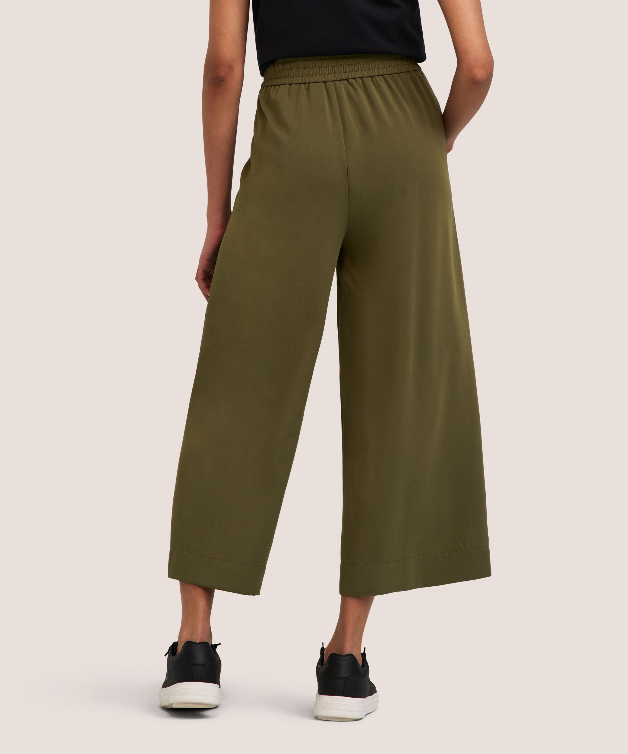 Pantalon court à enfiler à jambe large pour femmes, Denver Hayes