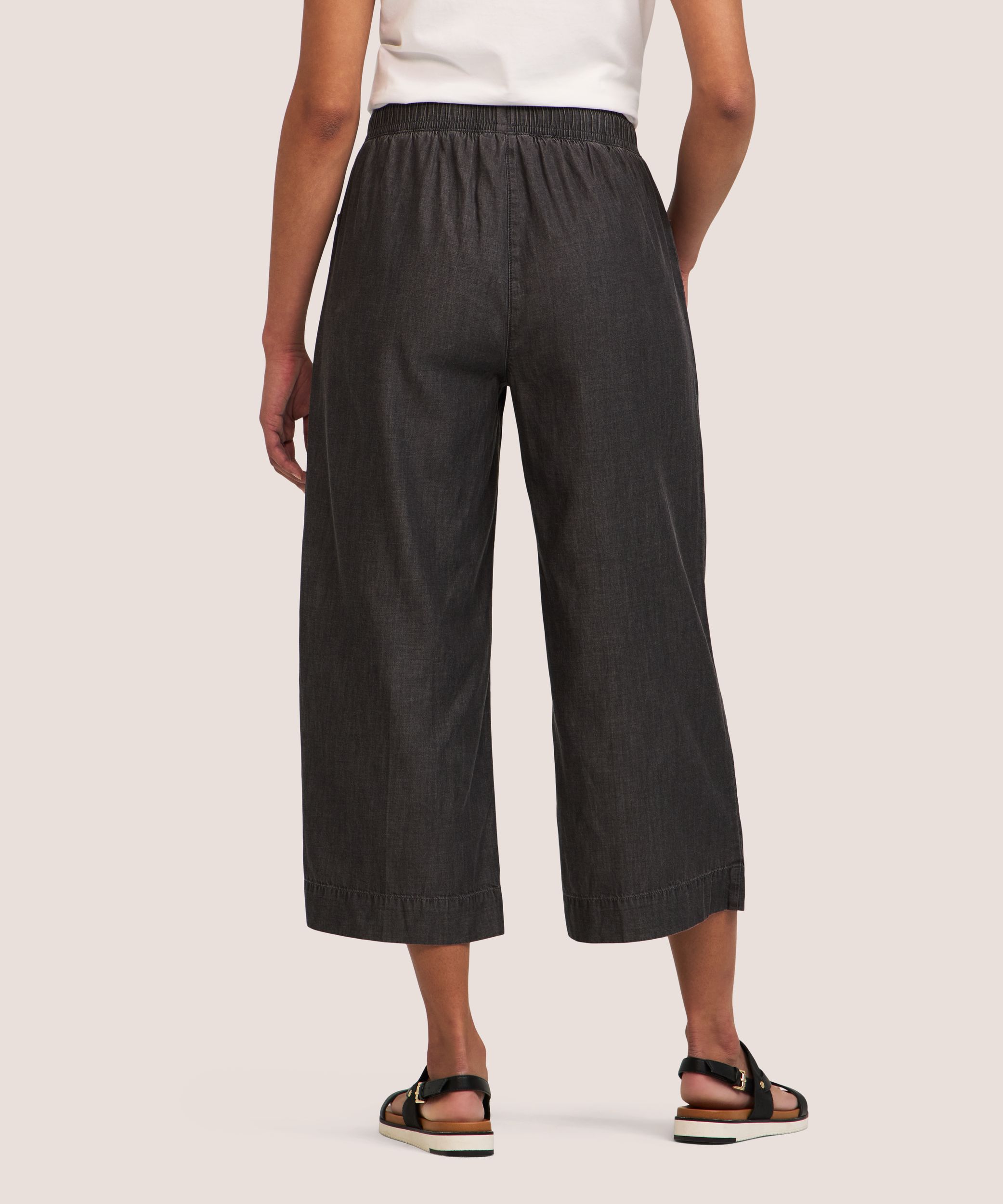 Pantalon court à enfiler en Tencel à jambe large pour femmes, Denver Hayes