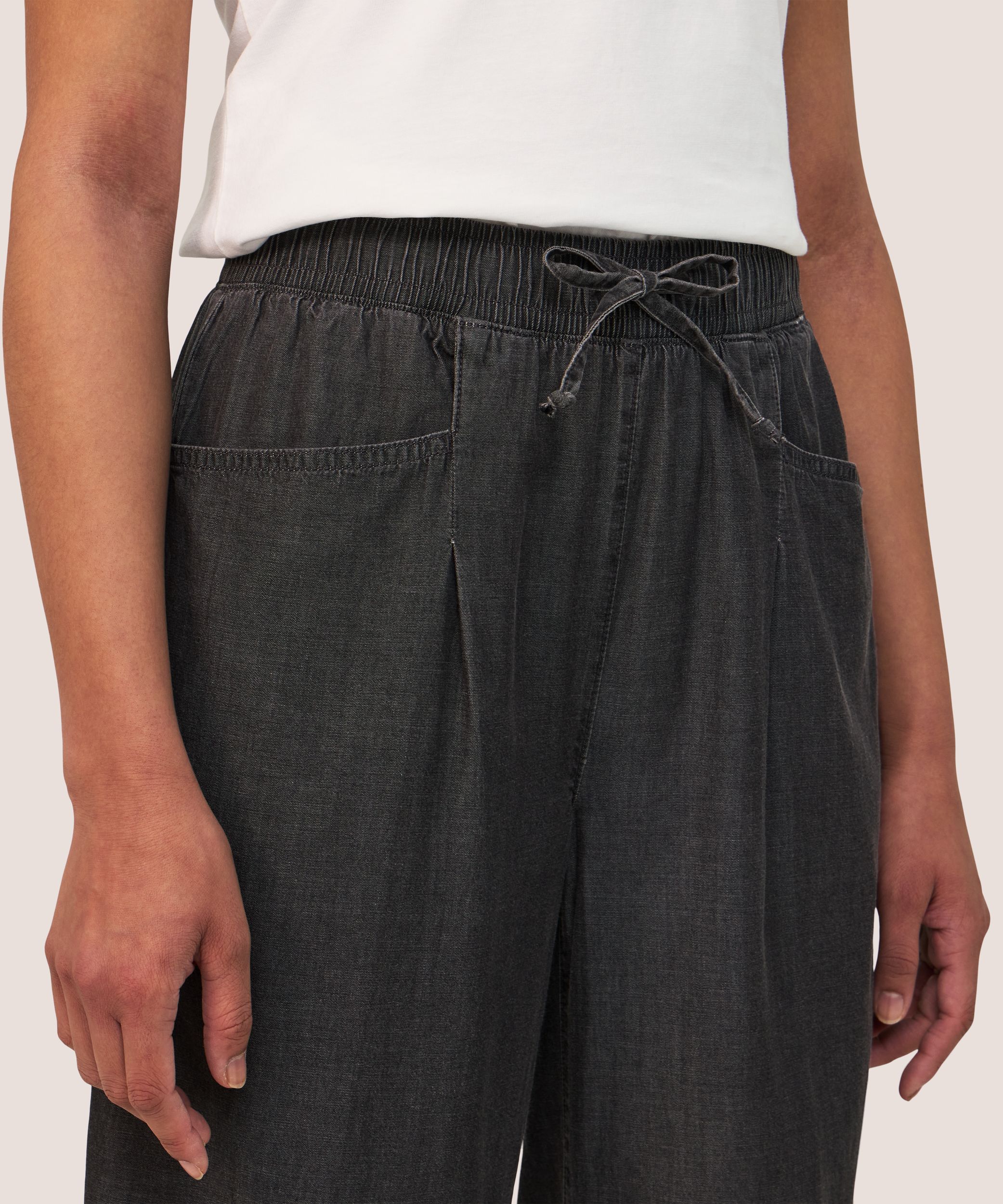 Pantalon court à enfiler en Tencel à jambe large pour femmes, Denver Hayes