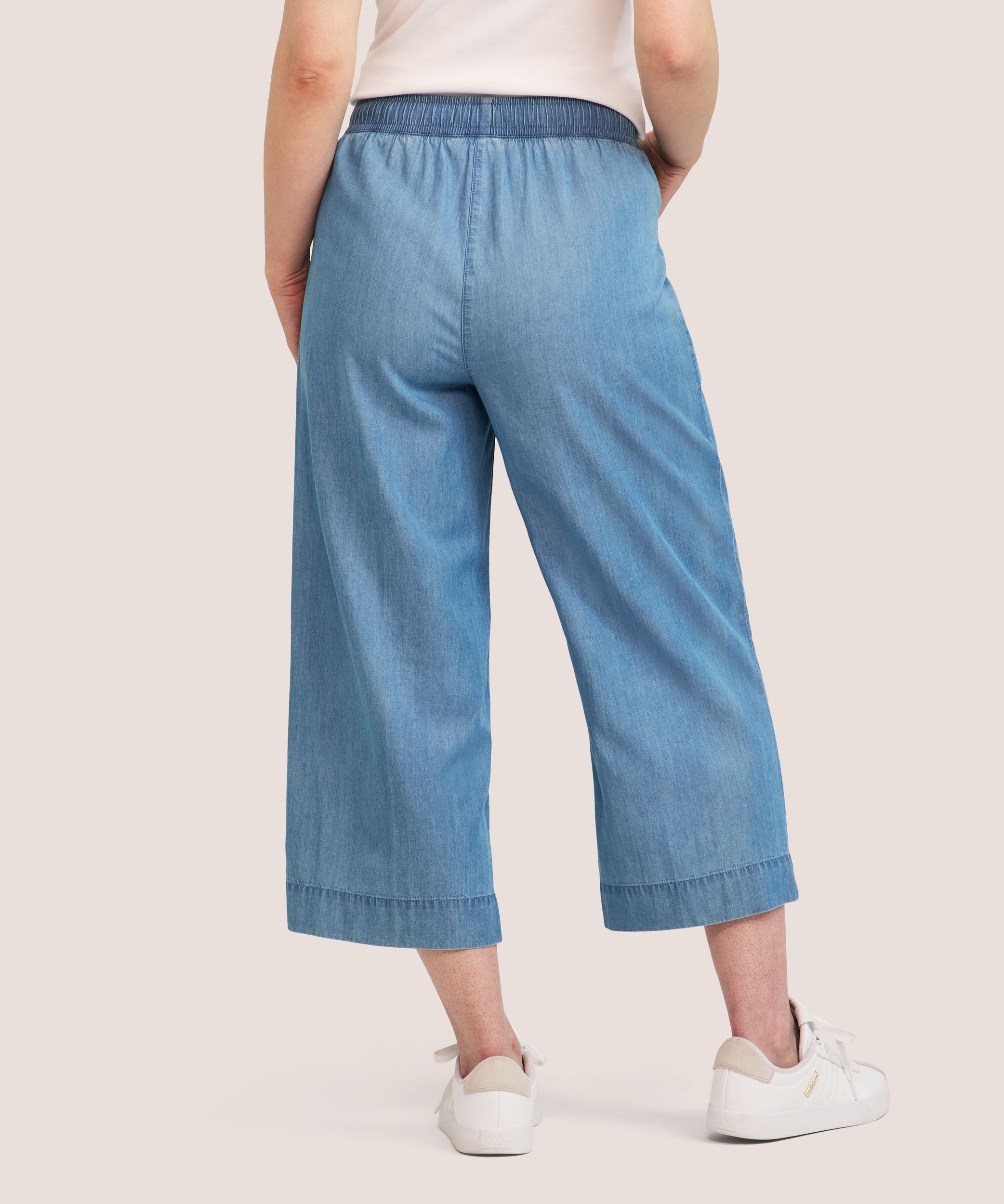 Pantalon court à enfiler en Tencel à jambe large pour femmes, Denver Hayes