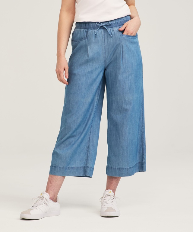 Denver Hayes Women's Pull On Wide Leg Tencel Crop Pant