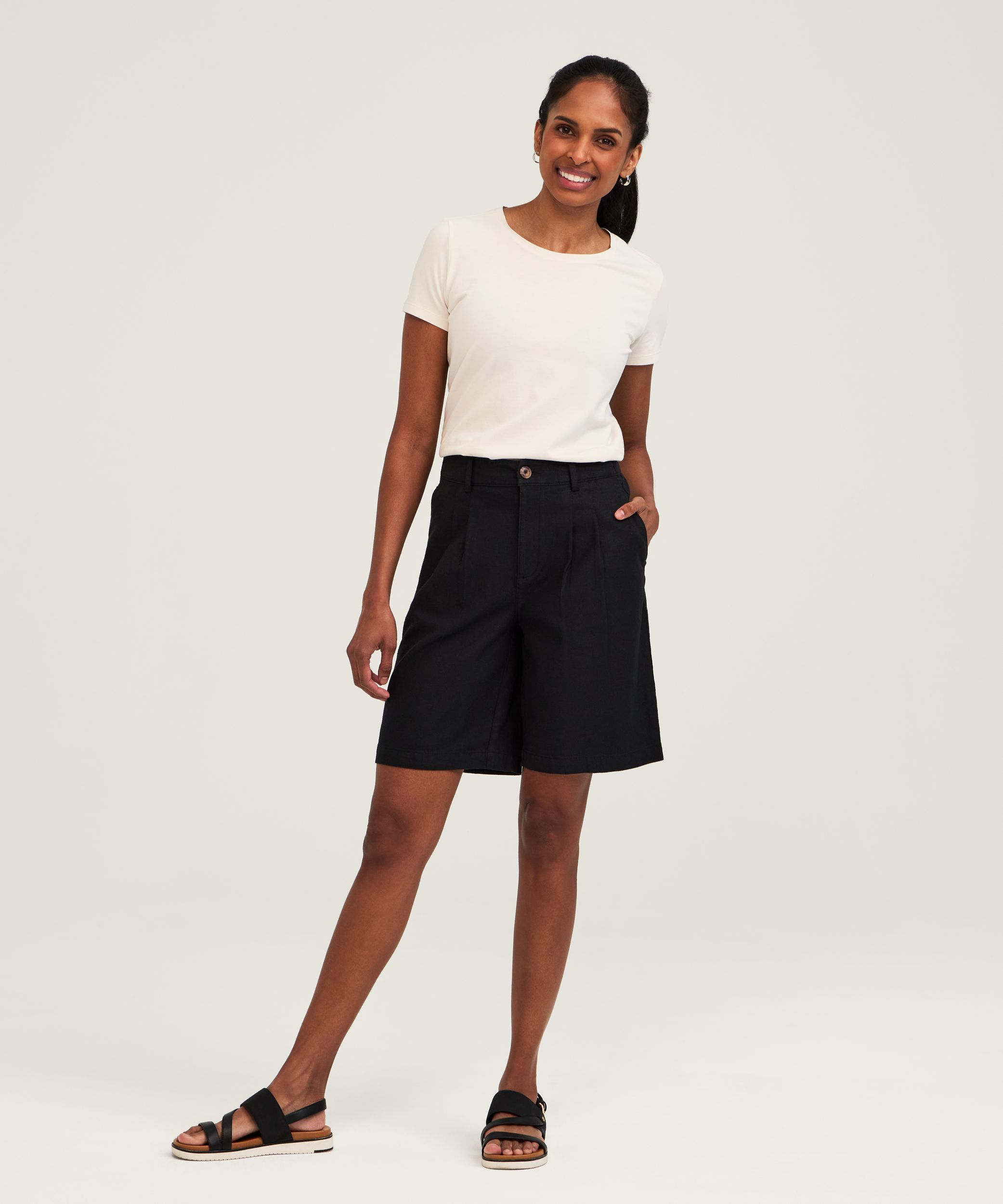 Bermuda en lin plissé pour femmes, Denver Hayes