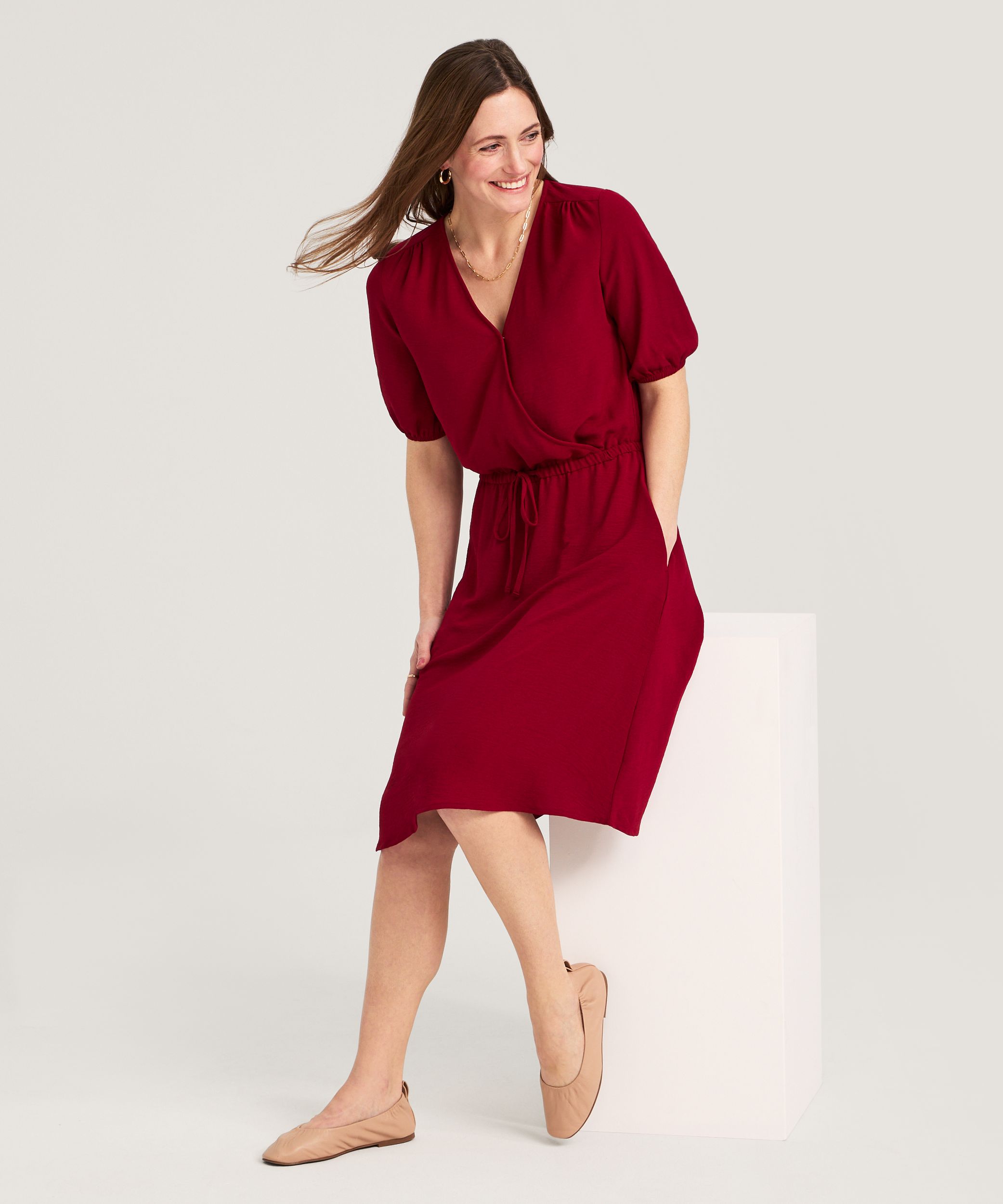 Robe portefeuille à tissage martelé pour femmes, Denver Hayes
