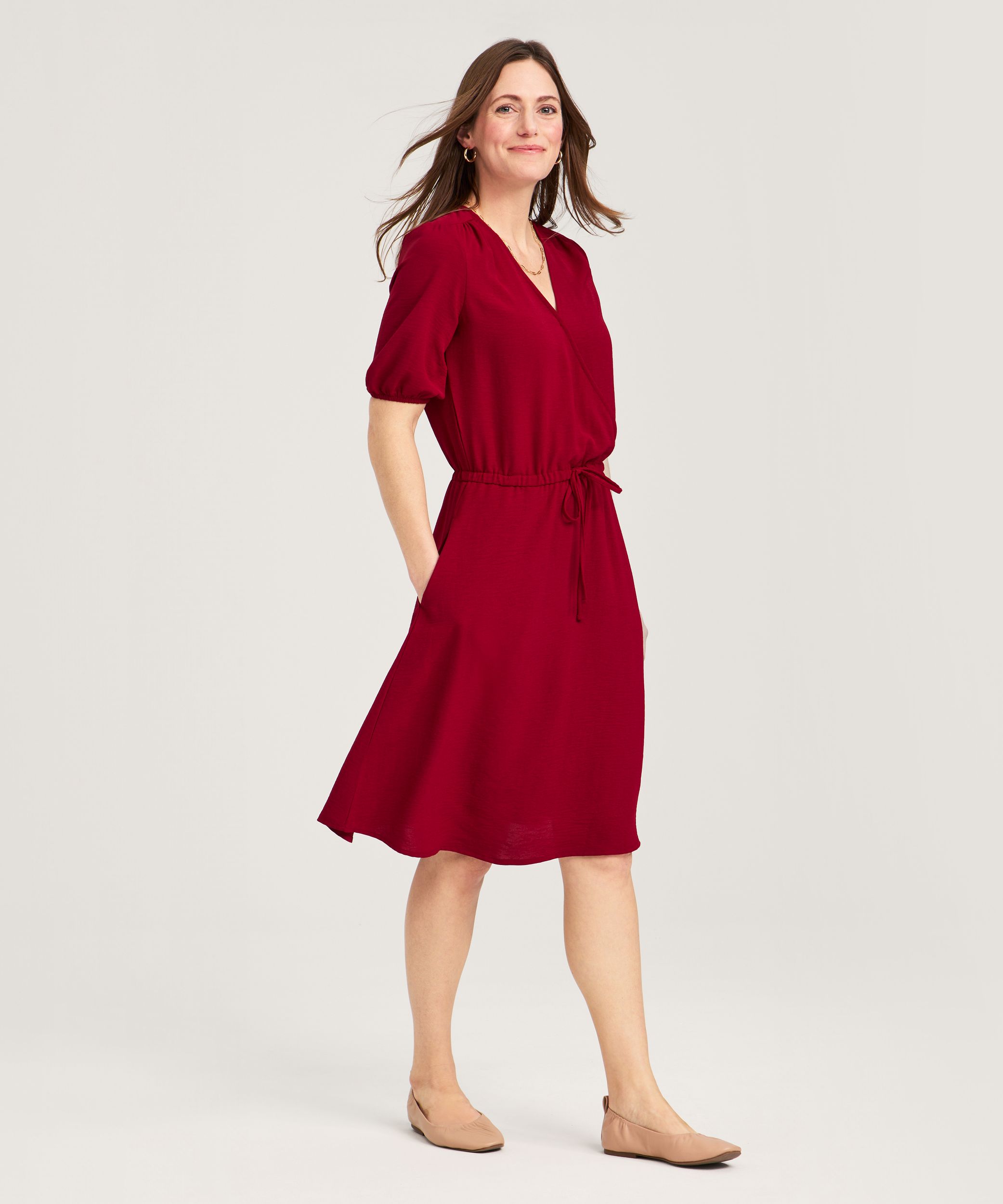 Robe portefeuille à tissage martelé pour femmes, Denver Hayes