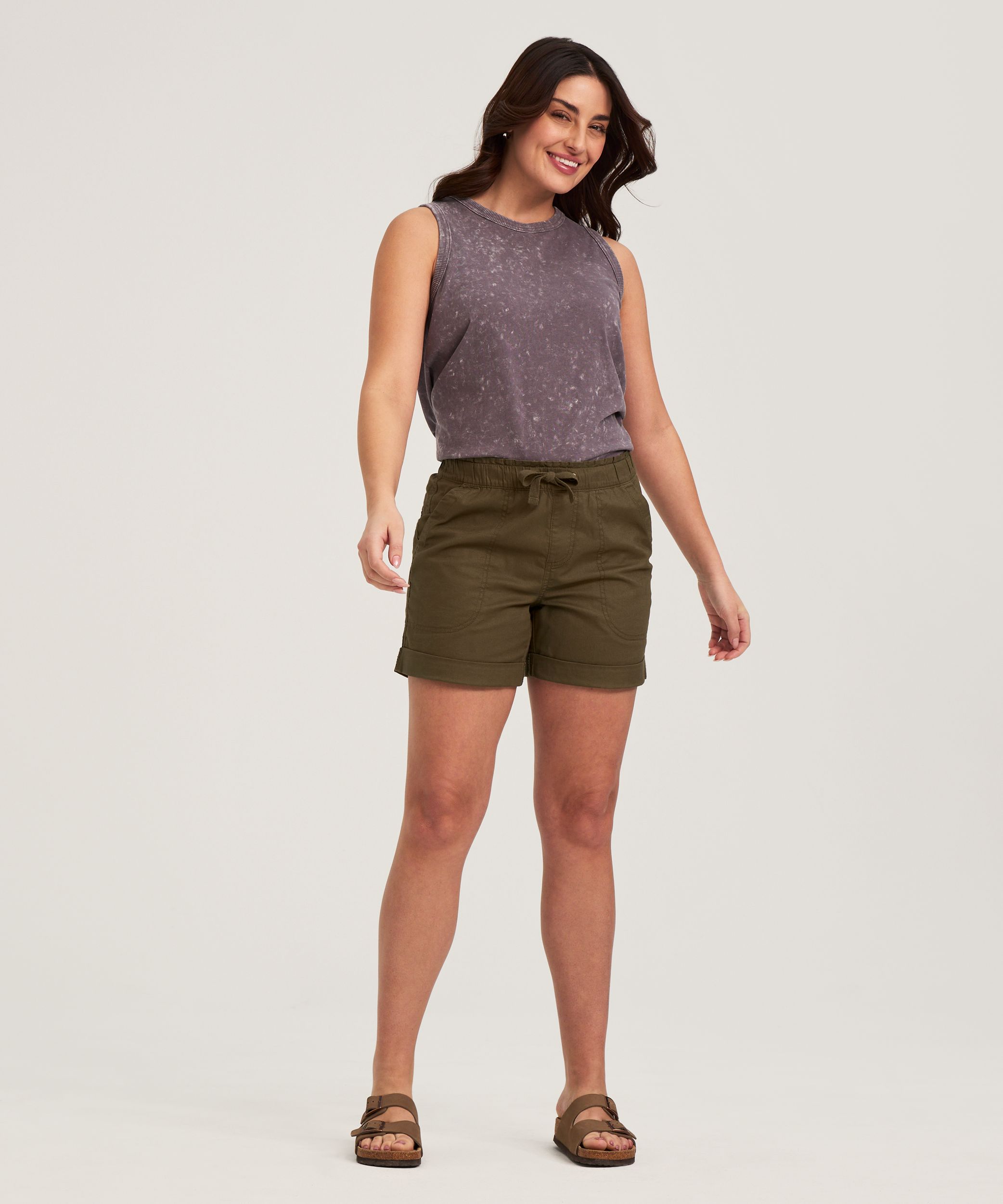 Short à enfiler en toile extensible pour femmes, FarWest