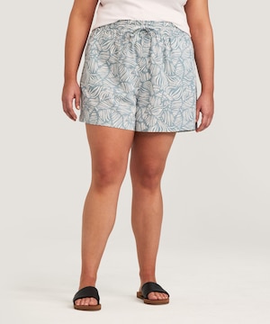 Short en mélange de lin imprimé à enfiler pour femmes, FarWest