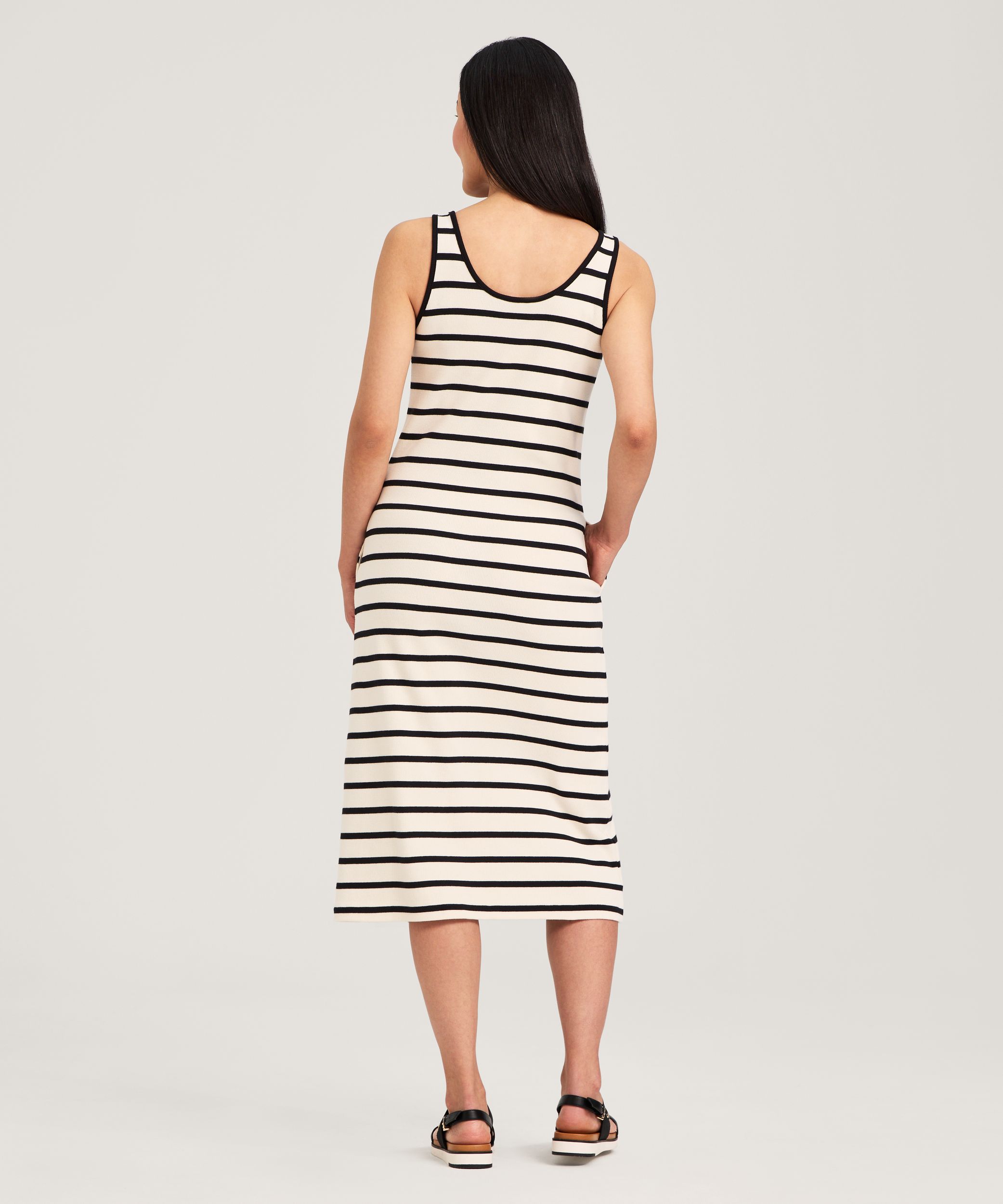 Robe mi-longue boutonnée en tricot côtelé pour femmes, Denver Hayes