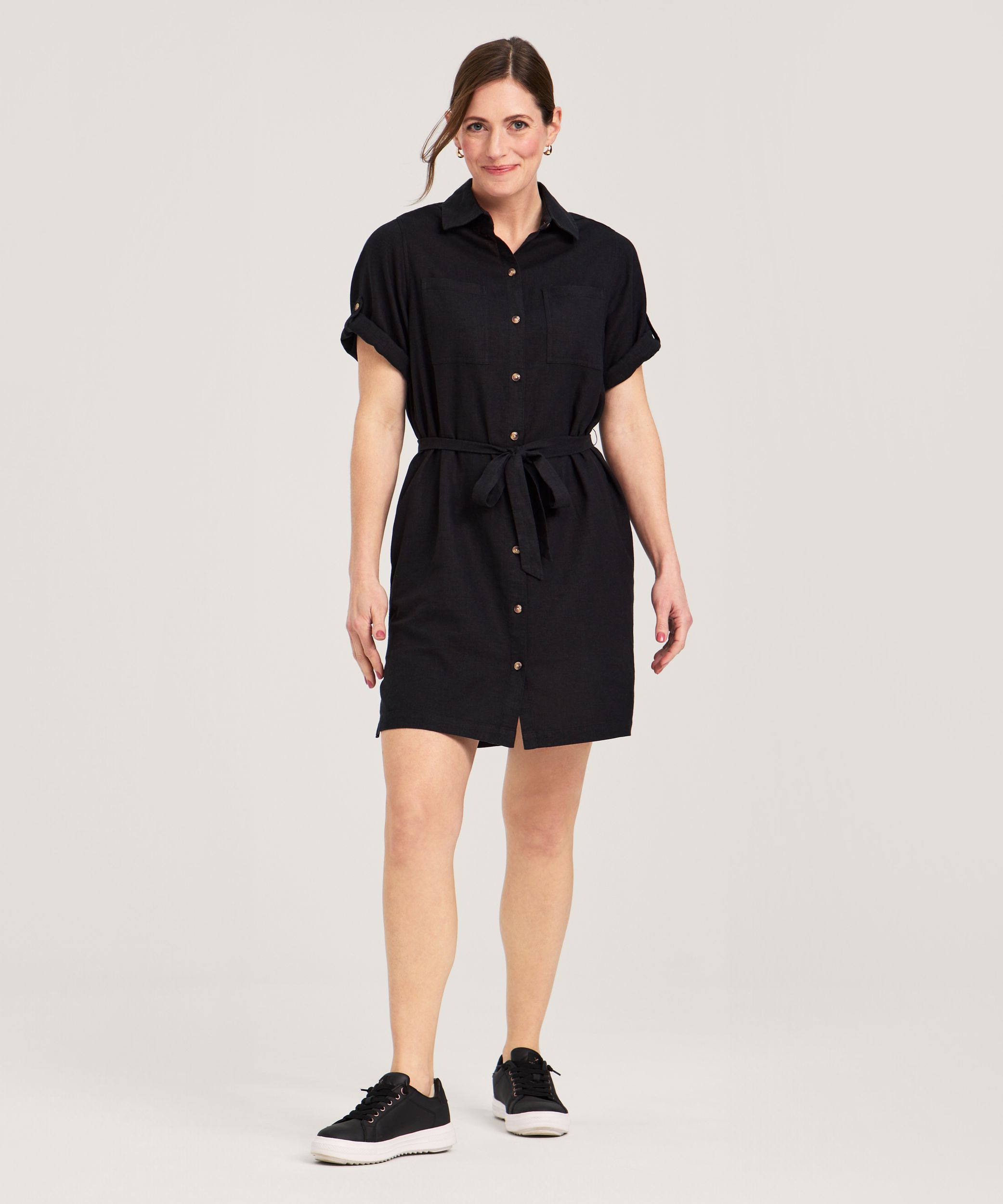 chinese dress ladies Shift Dress, Blue Linen – Little Bird Denver main image 0