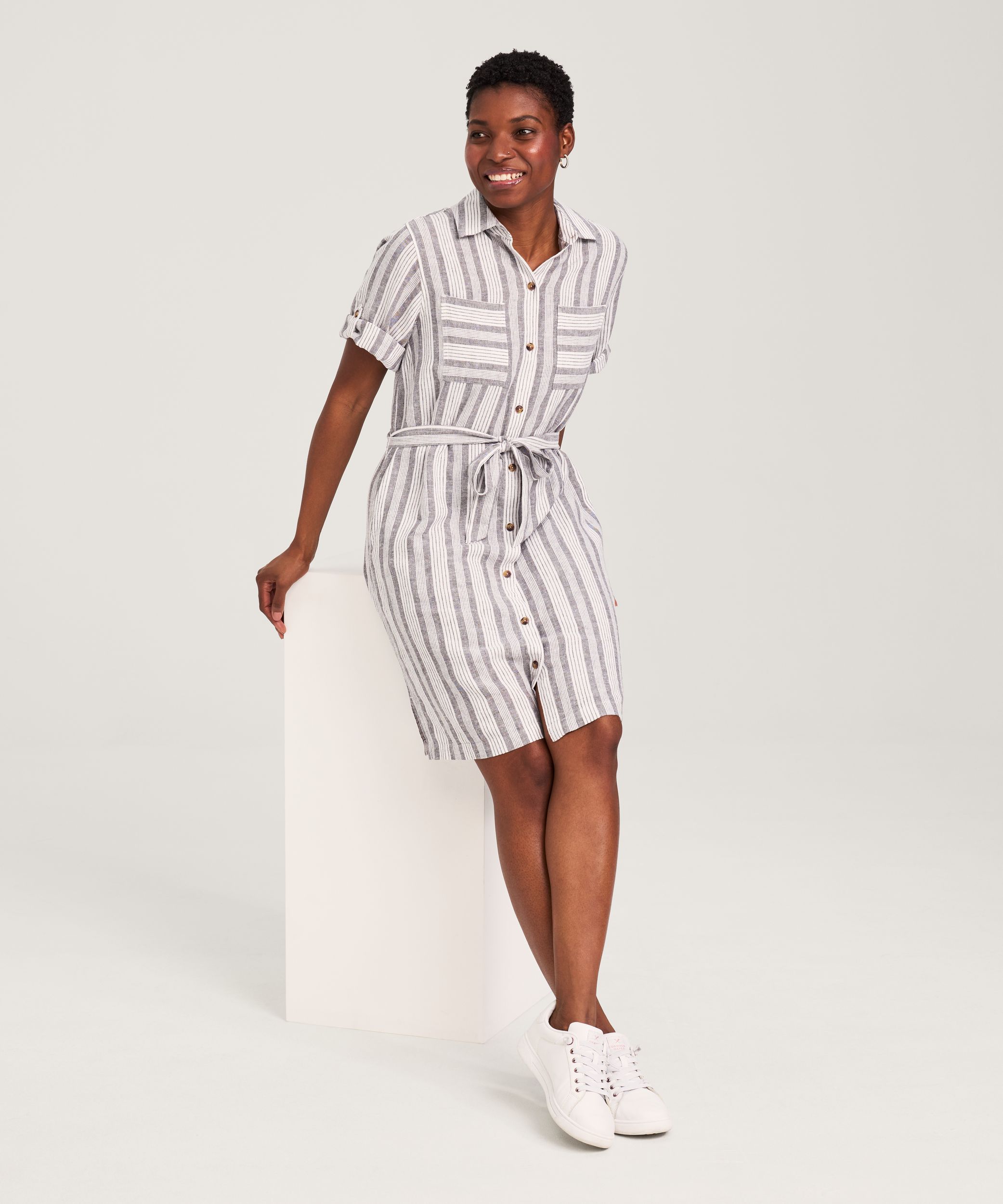 Robe-chemise en mélange de lin pour femmes, Denver Hayes