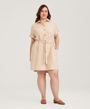 Robe-chemise en mélange de lin pour femmes, Denver Hayes