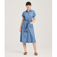 Robe chemise mi-longue à manches courtes pour femmes, Denver Hayes Front_Flat