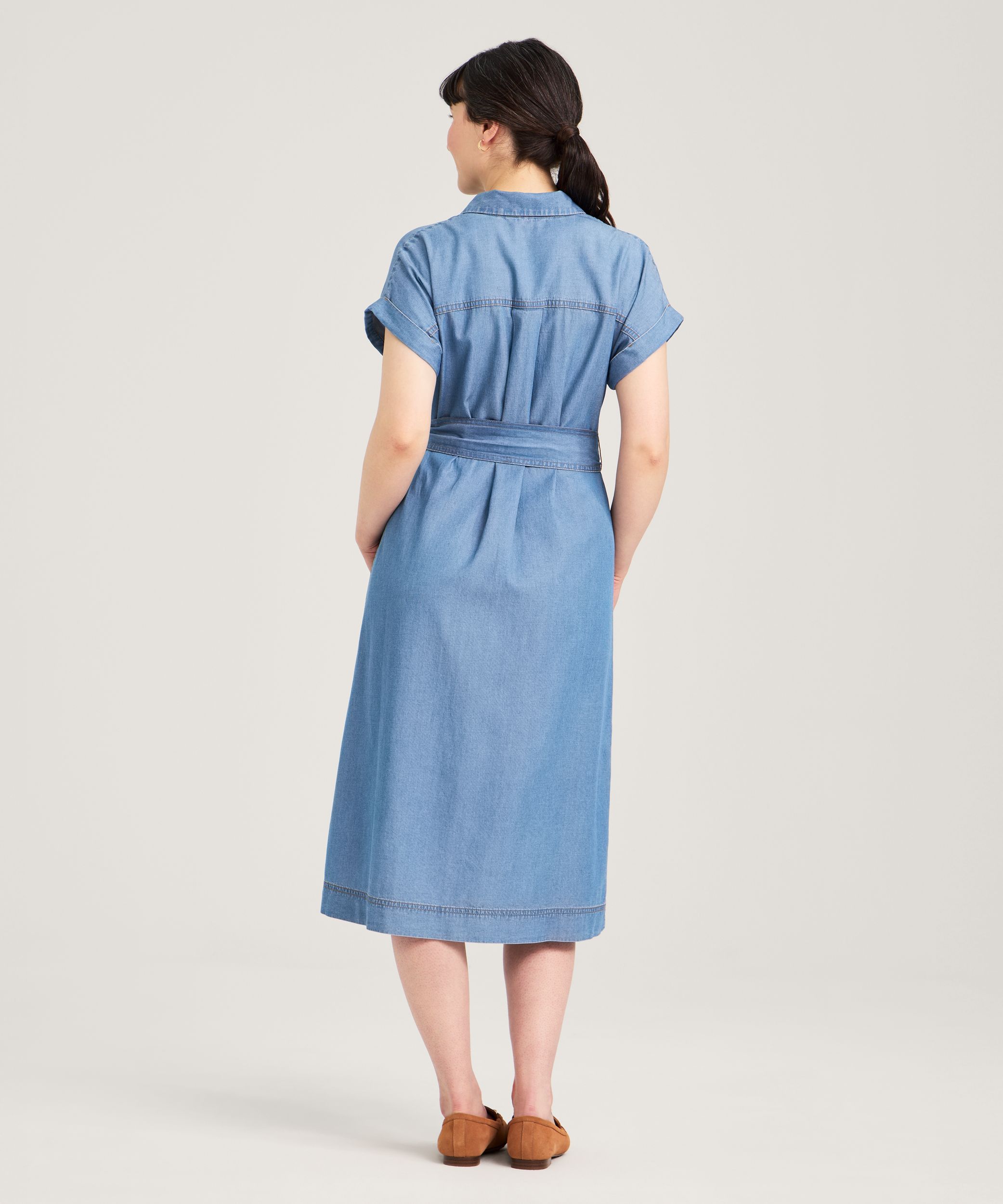 Robe chemise mi-longue à manches courtes pour femmes, Denver Hayes