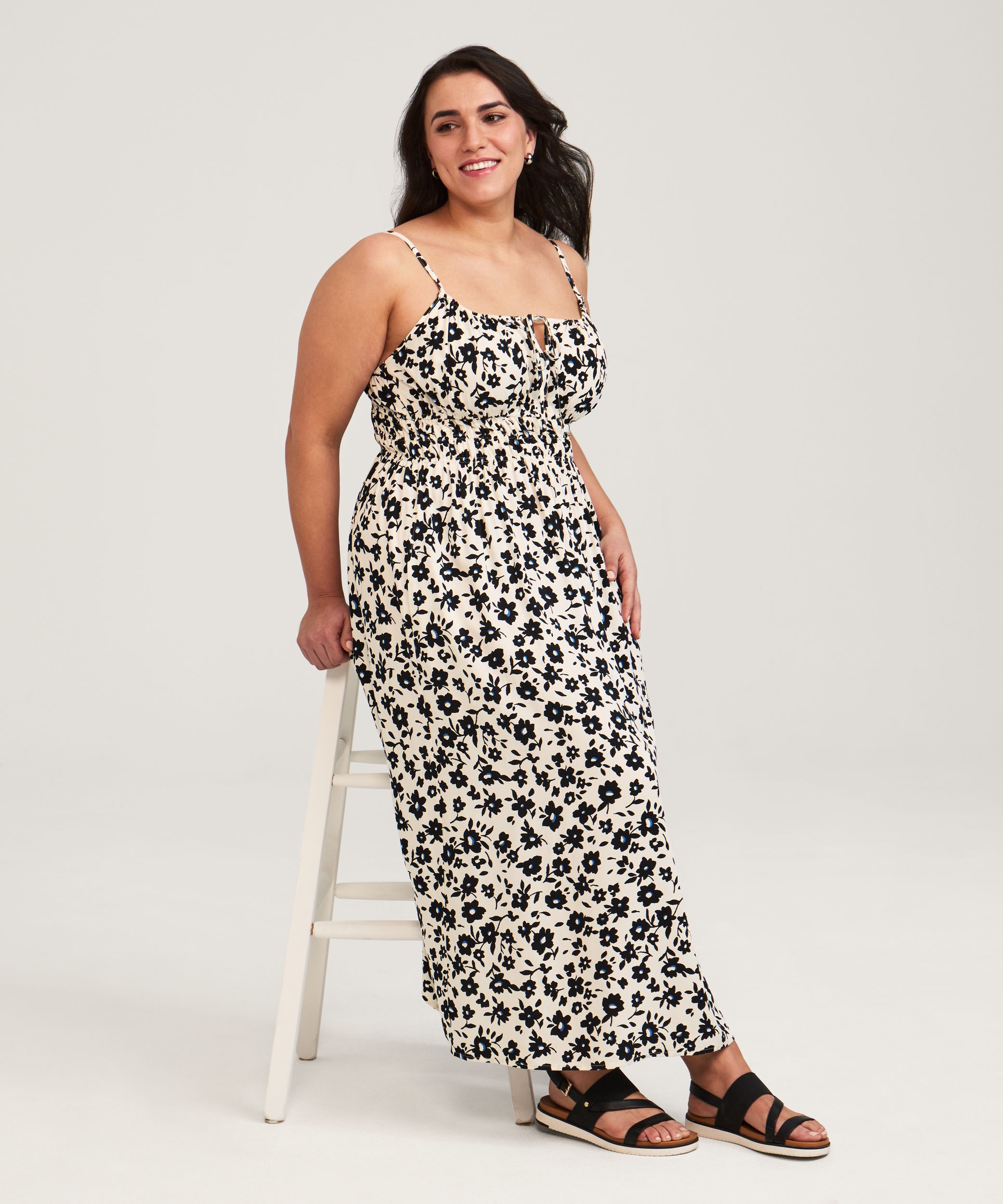 Robe mi-longue EcoVero à taille définie pour femmes, Denver Hayes