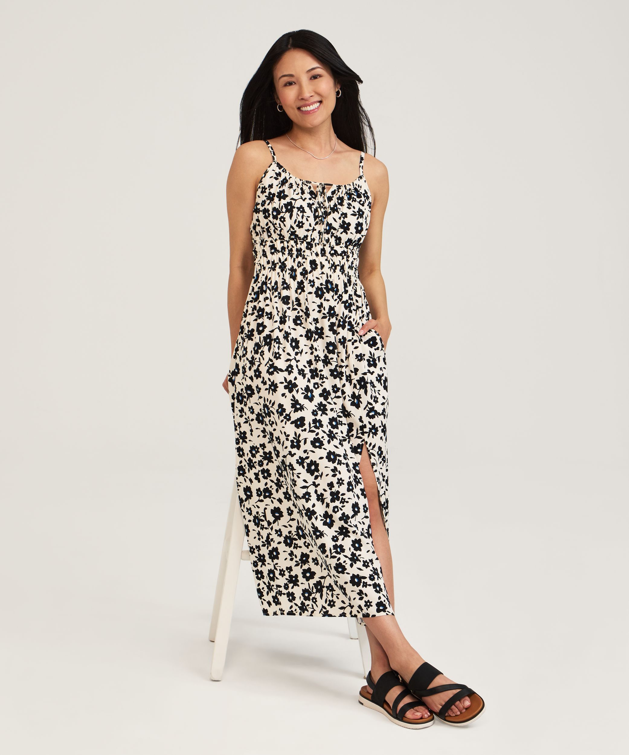 Robe mi-longue EcoVero à taille définie pour femmes, Denver Hayes