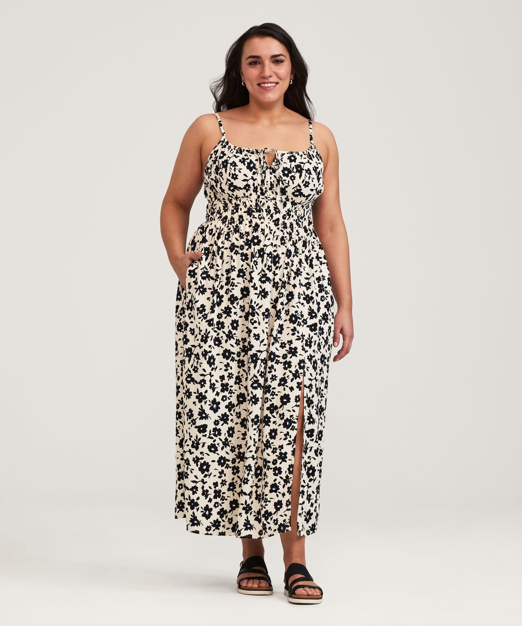 Robe mi-longue EcoVero à taille définie pour femmes, Denver Hayes