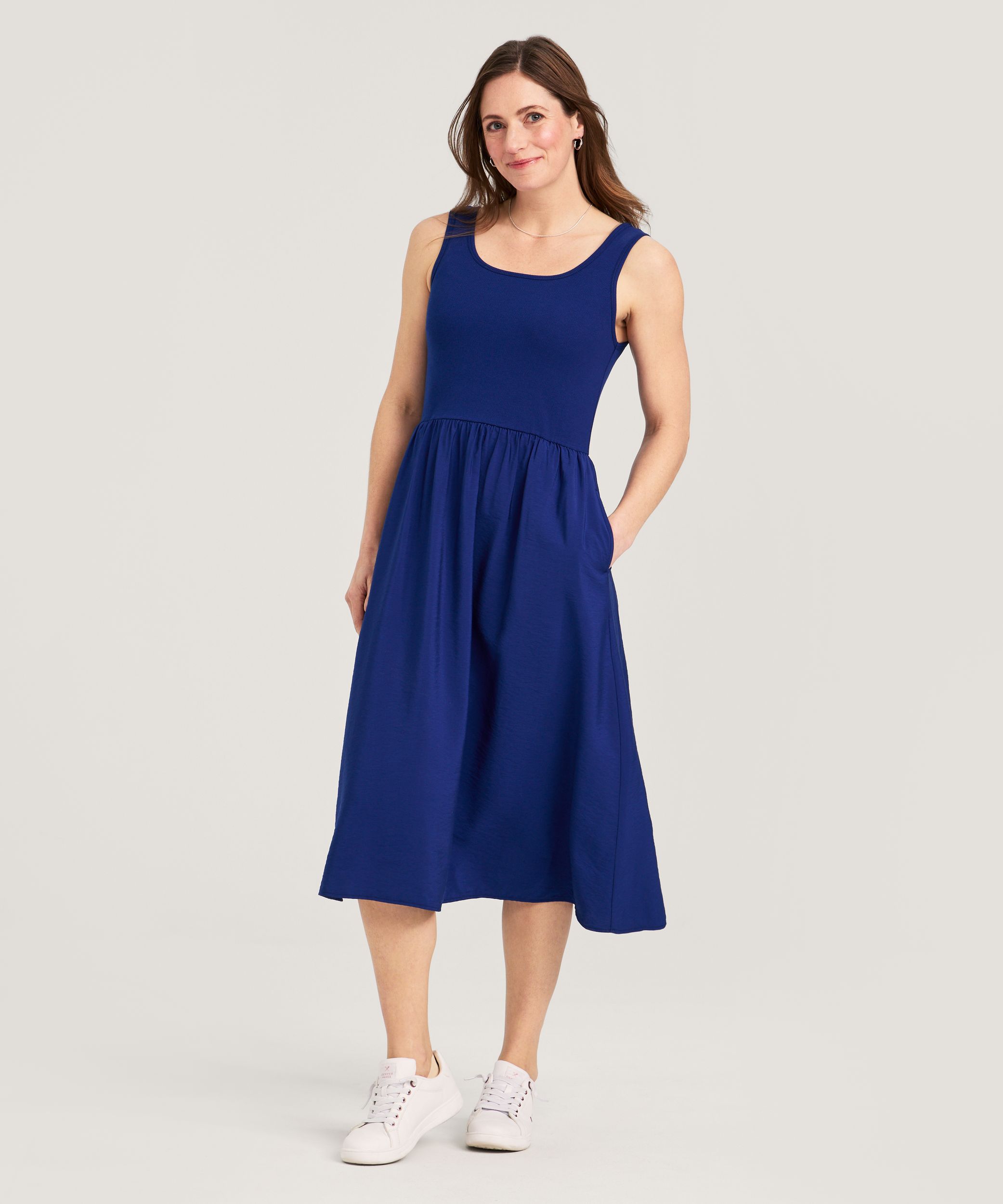 Robe midi en tissu mixte pour femme, Denver Hayes