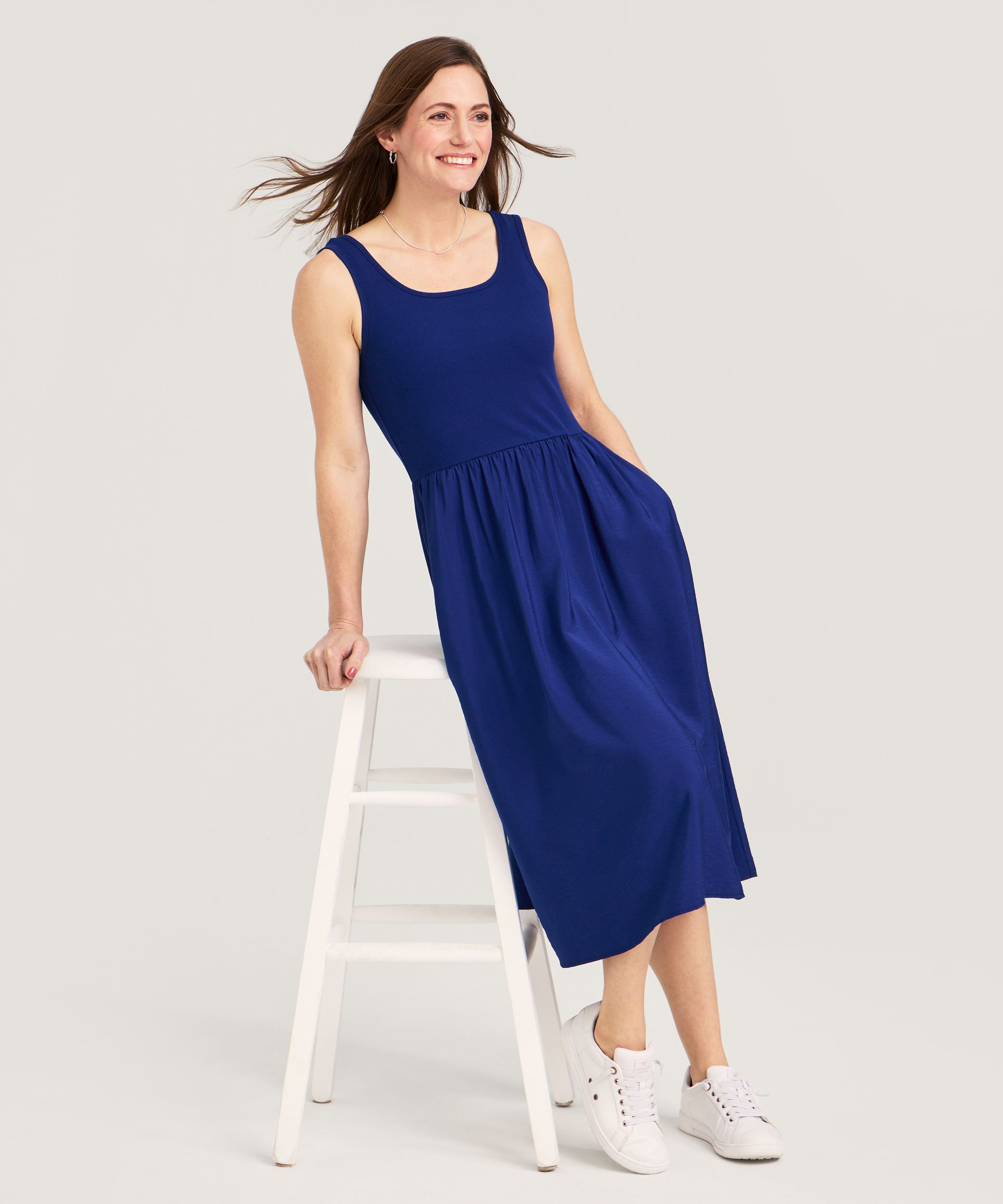 Robe midi en tissu mixte pour femme, Denver Hayes
