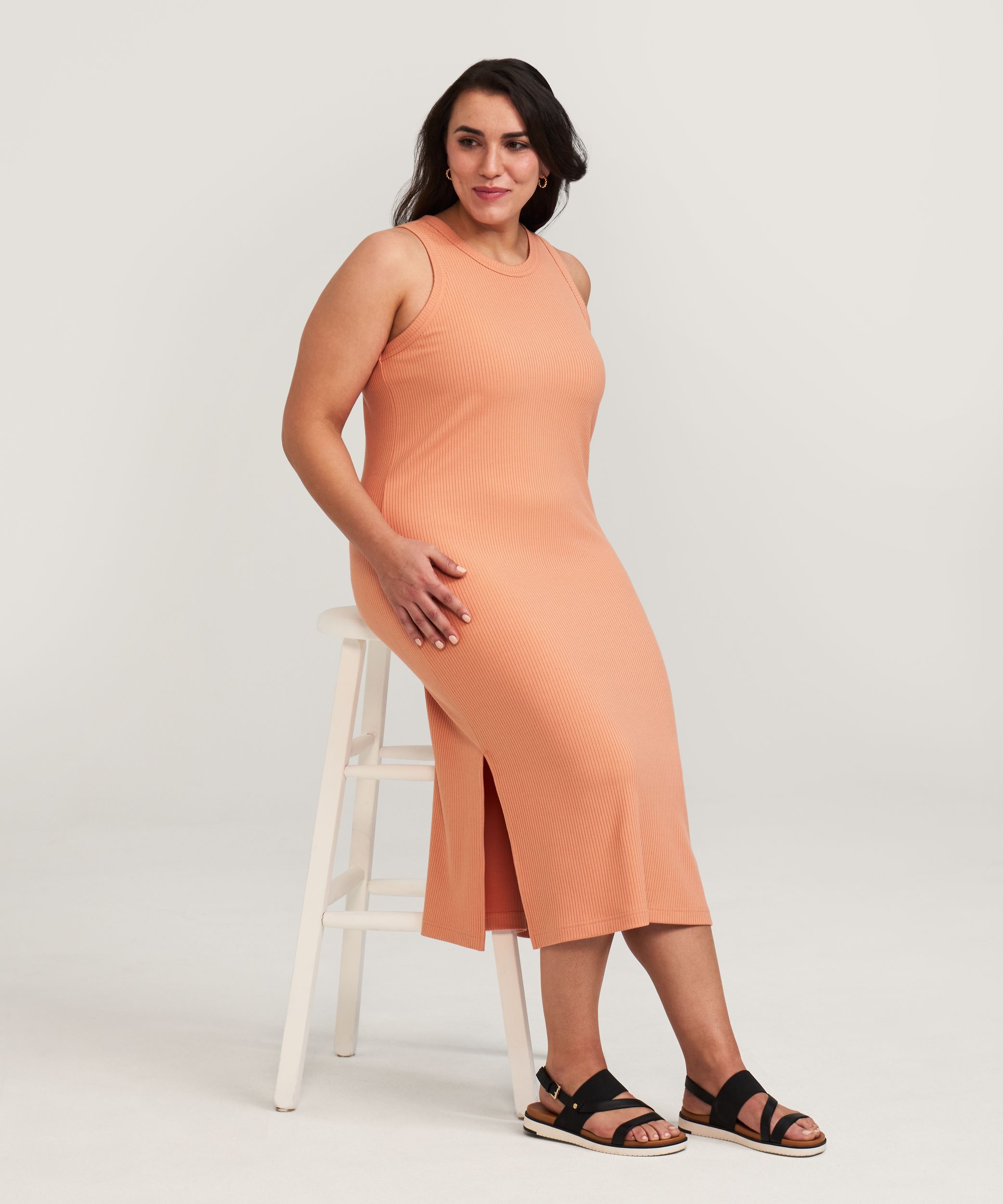 Robe ajustée en tricot côtelé pour femmes, FarWest