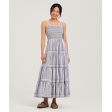 Robe de plage étagée avec corsage froncé pour femmes, FarWest Front_Flat