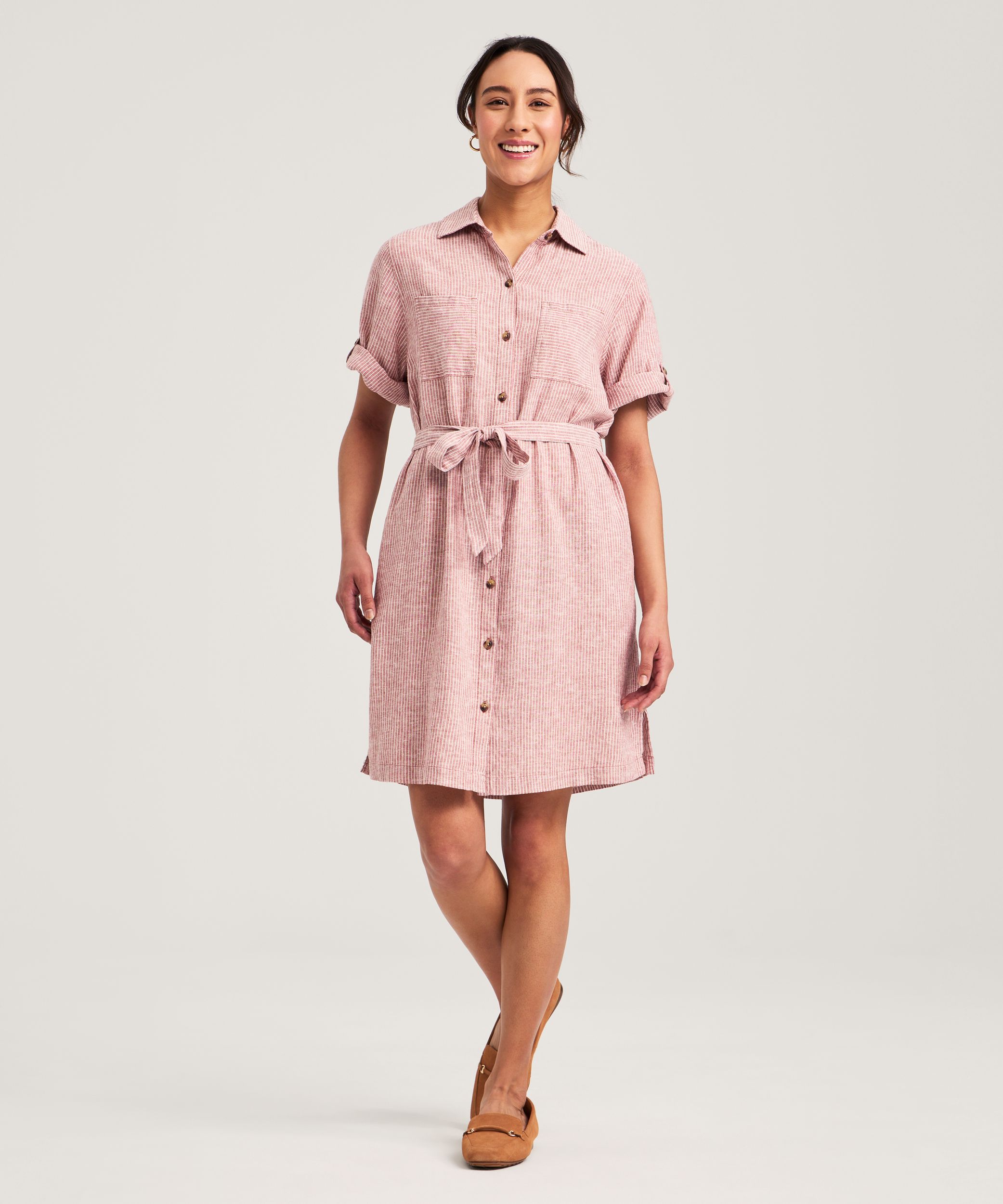 Robe-chemise en mélange de lin pour femmes, Denver Hayes