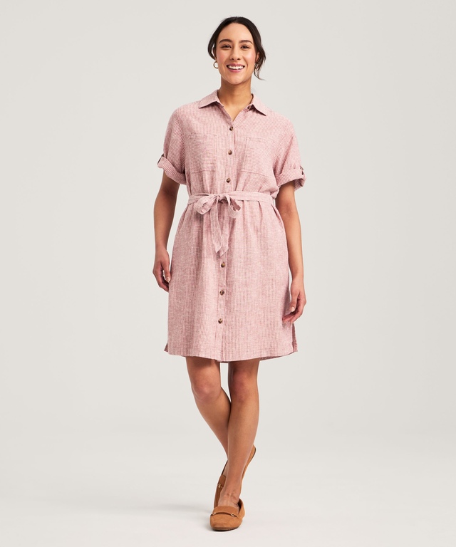 Robe-chemise en mélange de lin pour femmes, Denver Hayes