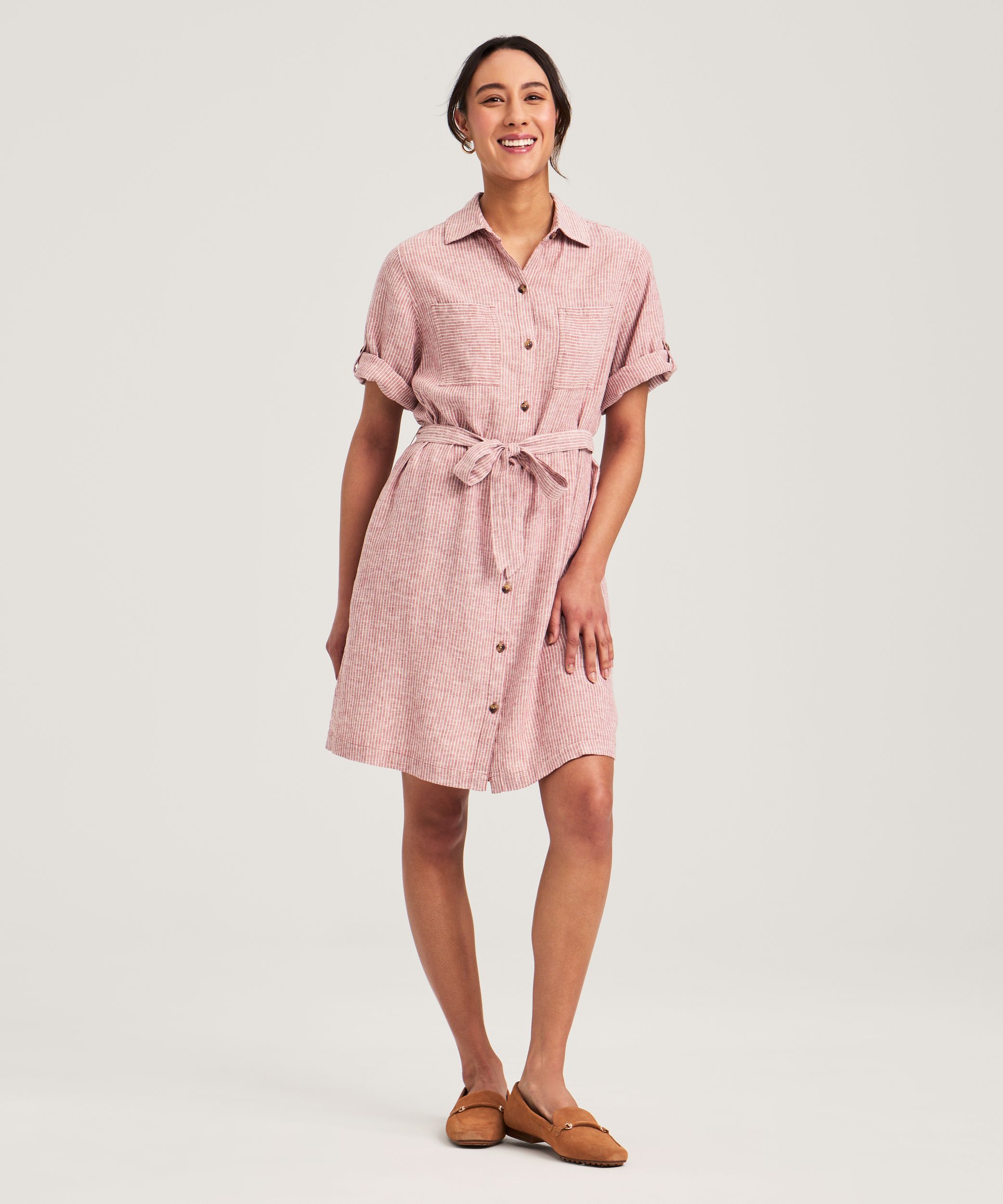 Robe-chemise en mélange de lin pour femmes, Denver Hayes