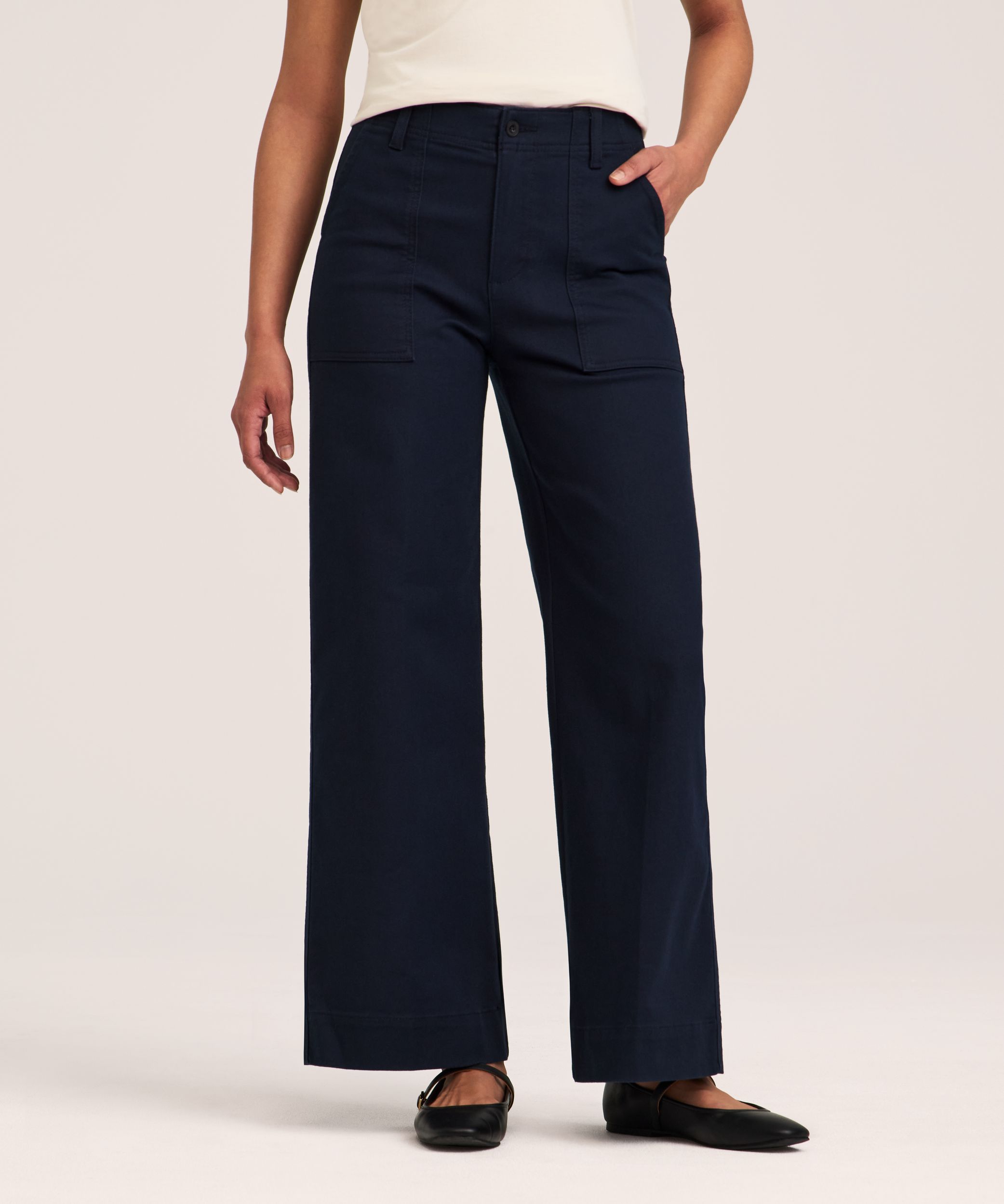 Denver Hayes Women's Wide Leg Stretch Twill Pants
