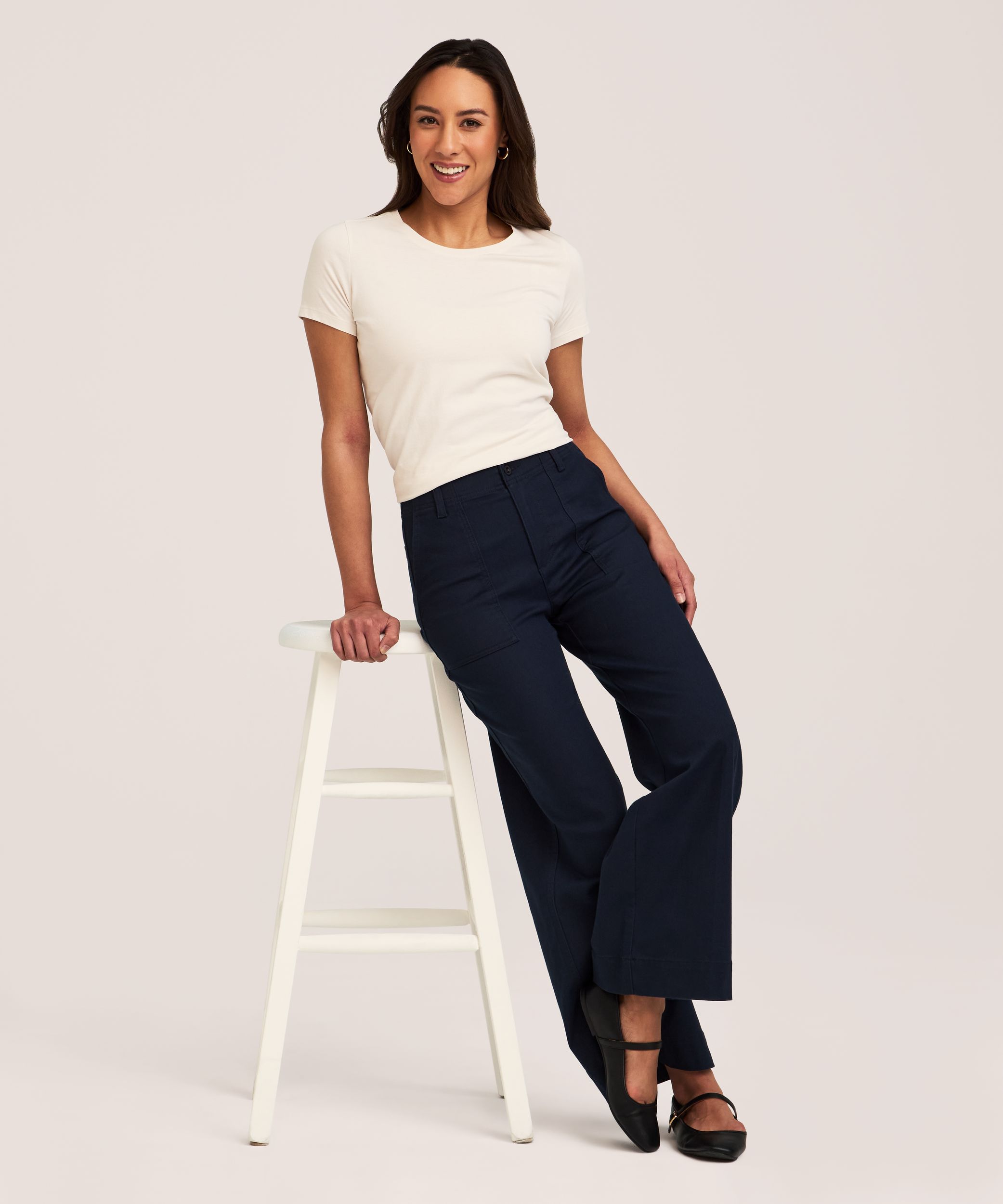 Denver Hayes Women's Wide Leg Stretch Twill Pants