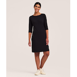 Denver Hayes Women's Elbow Sleeve Rib Knit Boatneck Dress Front_Flat