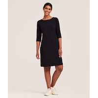 Denver Hayes Women's Elbow Sleeve Rib Knit Boatneck Dress Front_Flat